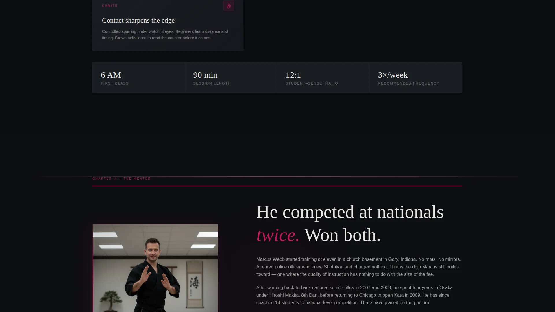 Cinematic Karate Landing Page Template