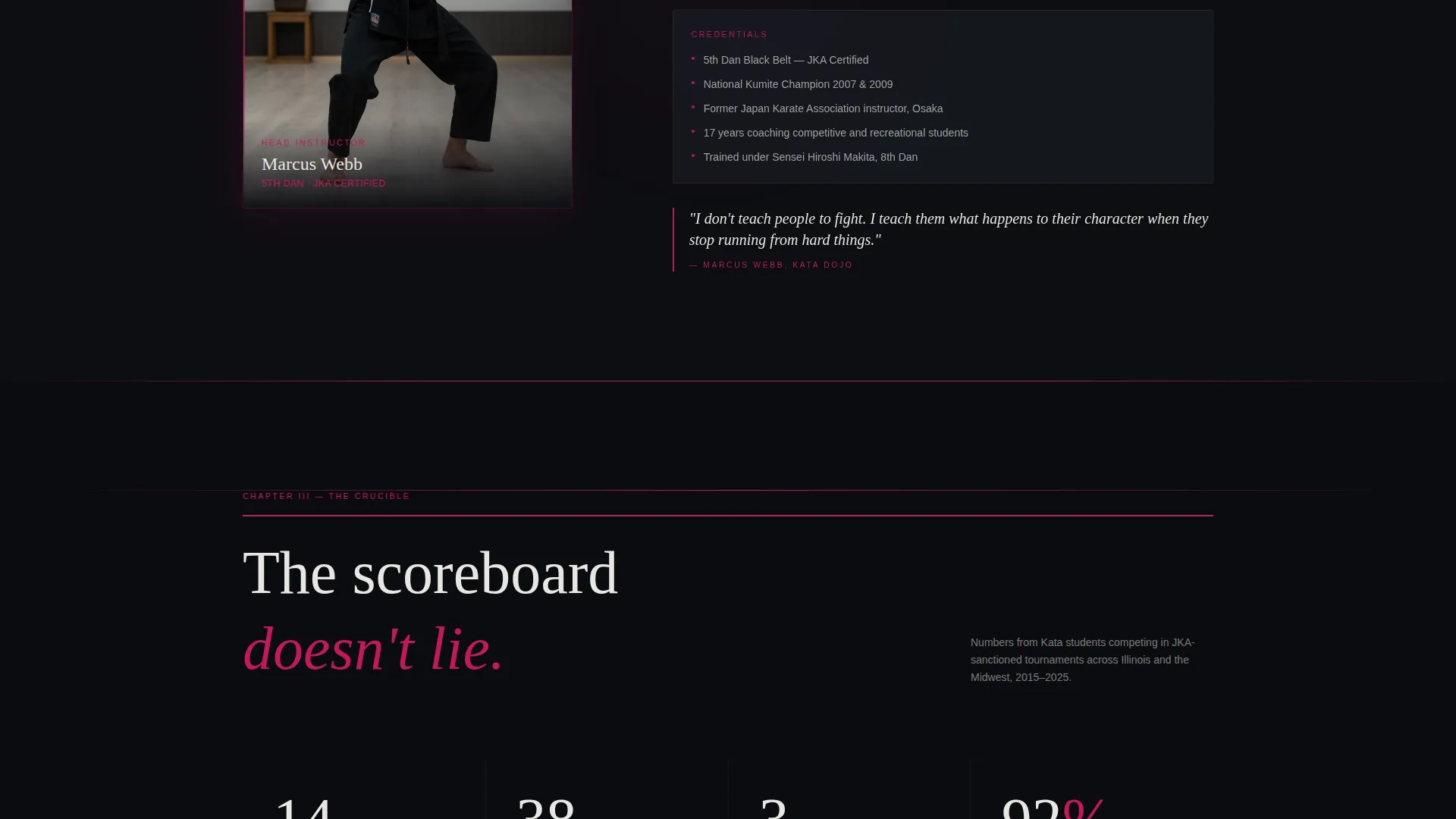 Cinematic Karate Landing Page Template
