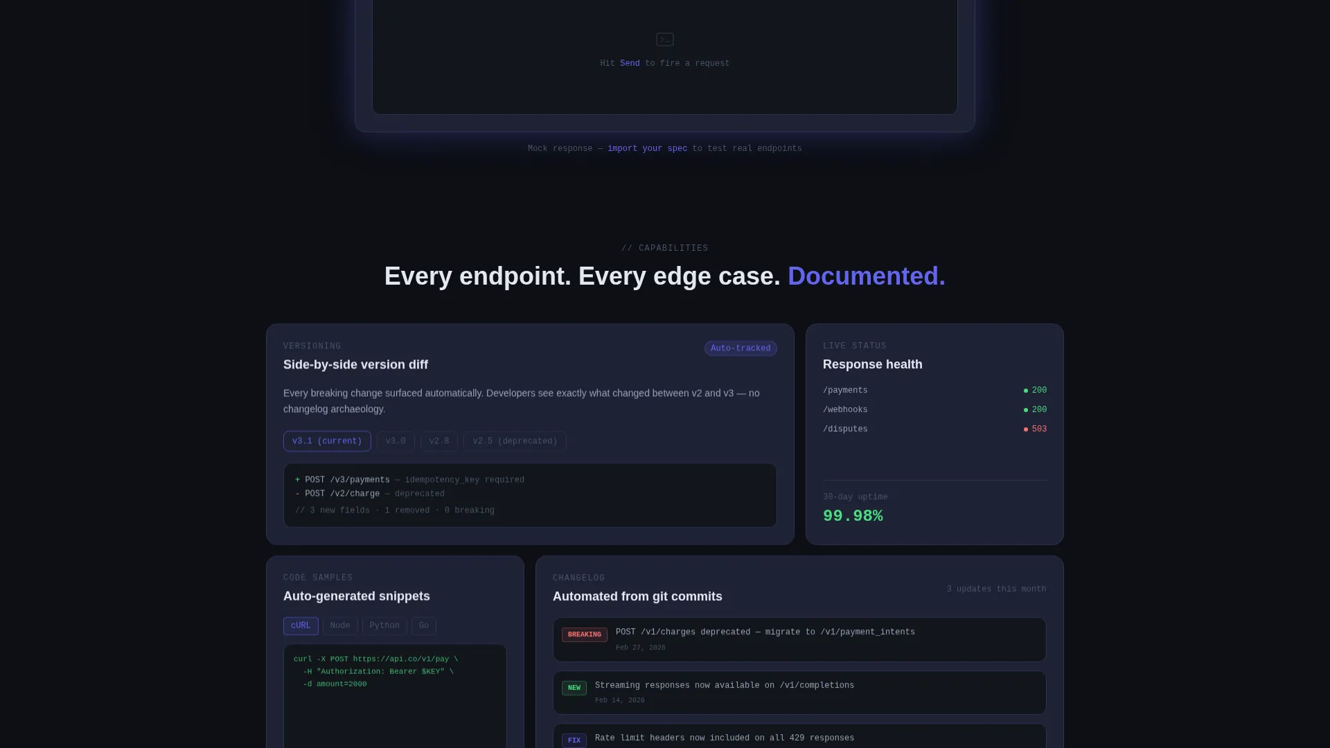 Live API Docs Landing Page Template