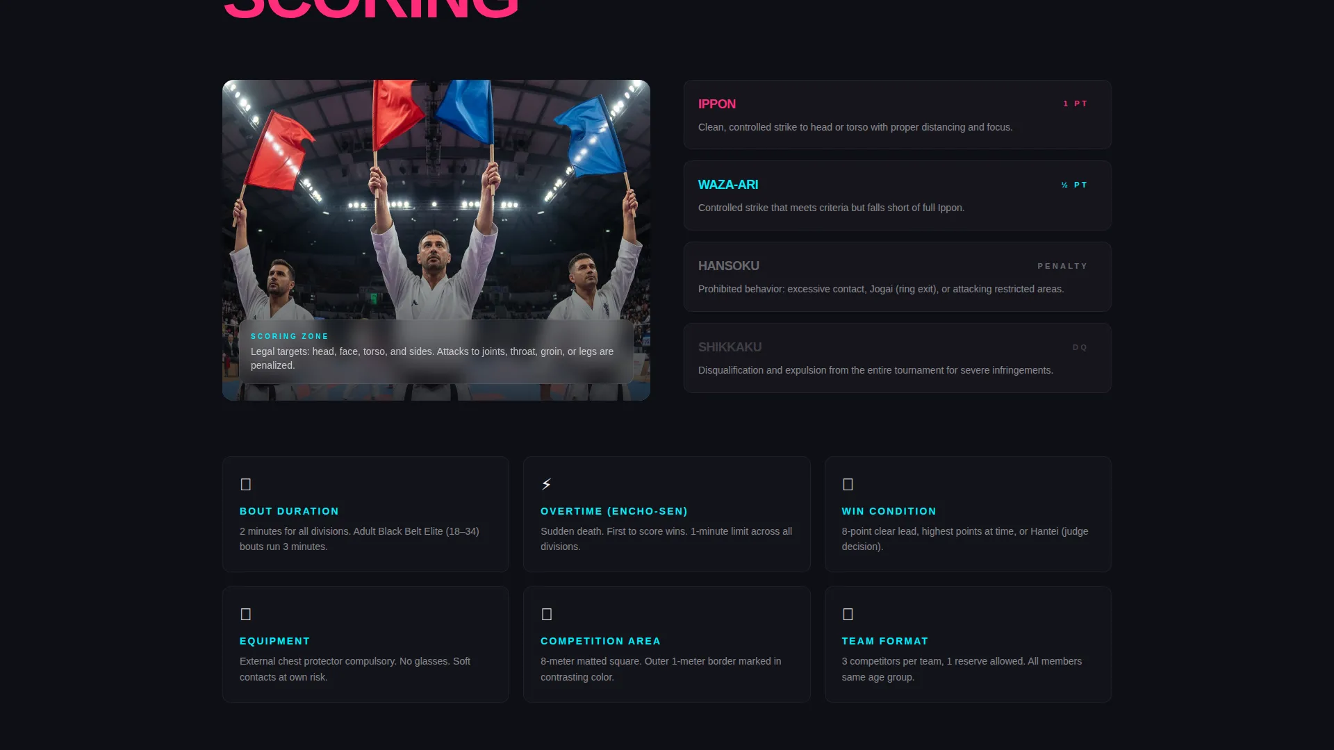 Electric Karate Tournament Registration Landing Page