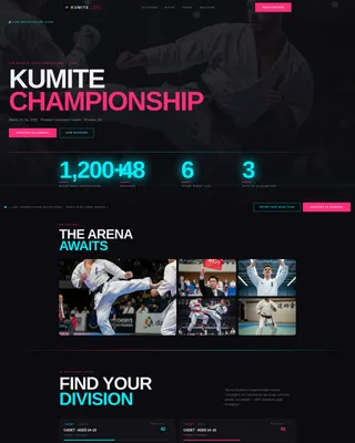 Electric Karate Tournament Registration Landing Page