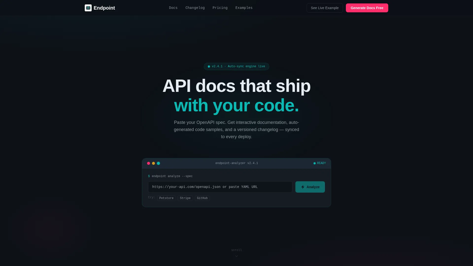 Interactive REST API Documentation Landing Page Template