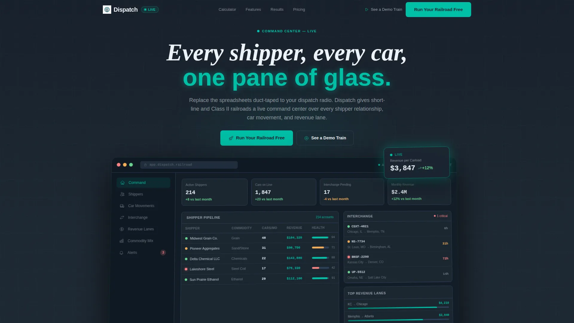 Railroad Vertical SaaS Cost Calculator Website Template