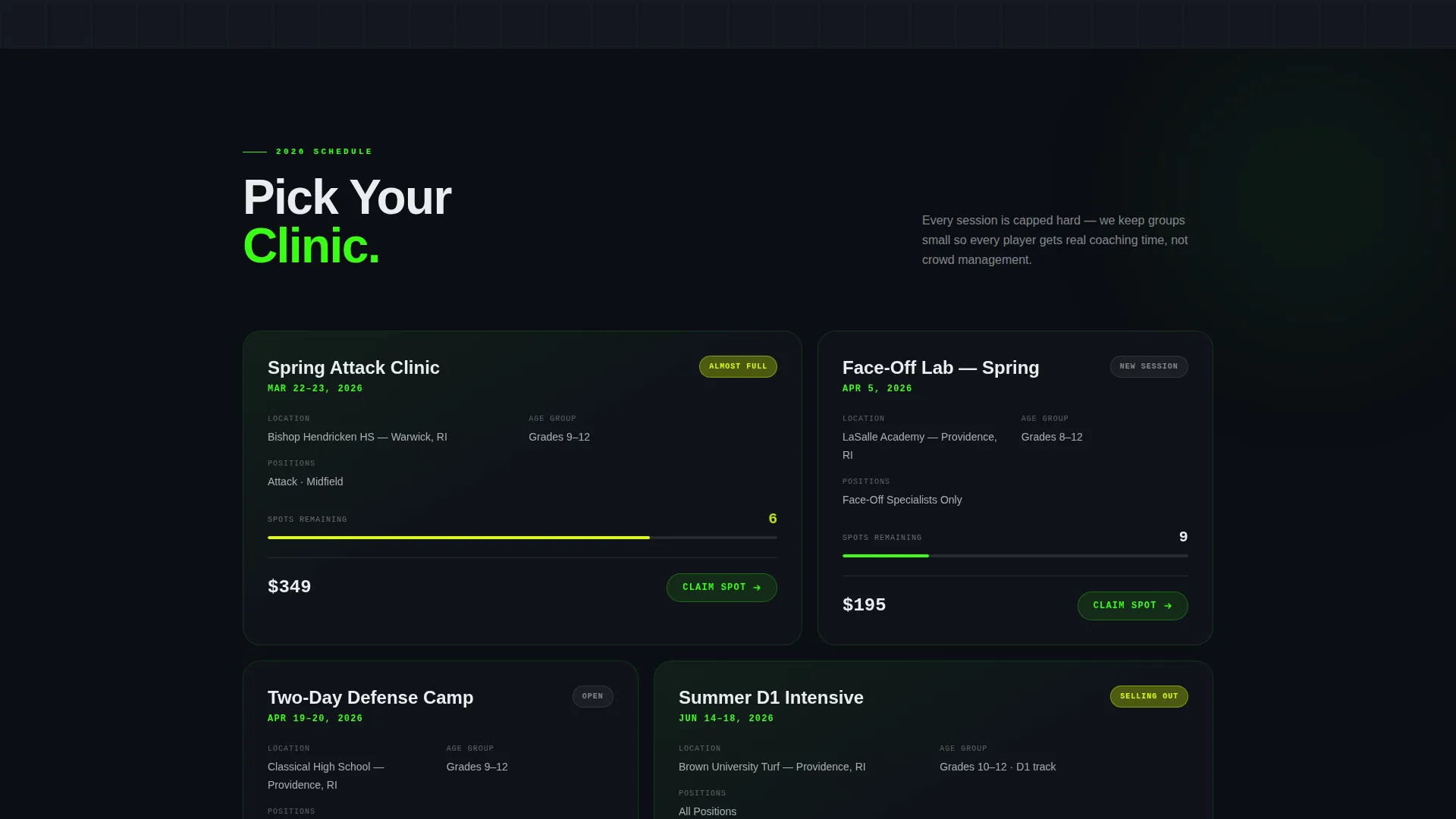 Elite Lacrosse Coaching Landing Page Template