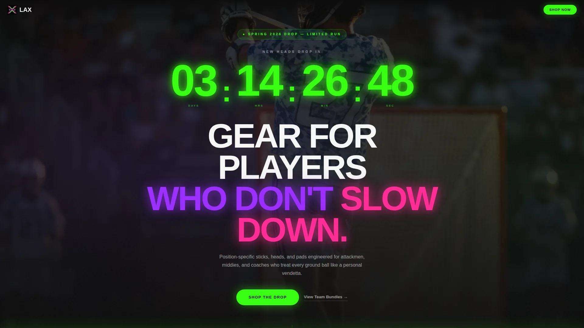 Electric Lacrosse Equipment Landing Page Template