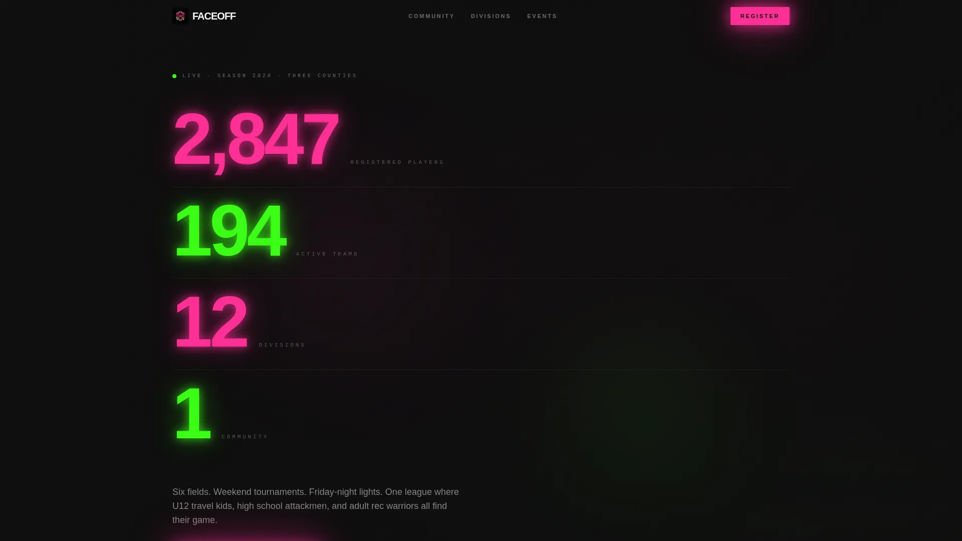 Electric Lacrosse League Landing Page Template