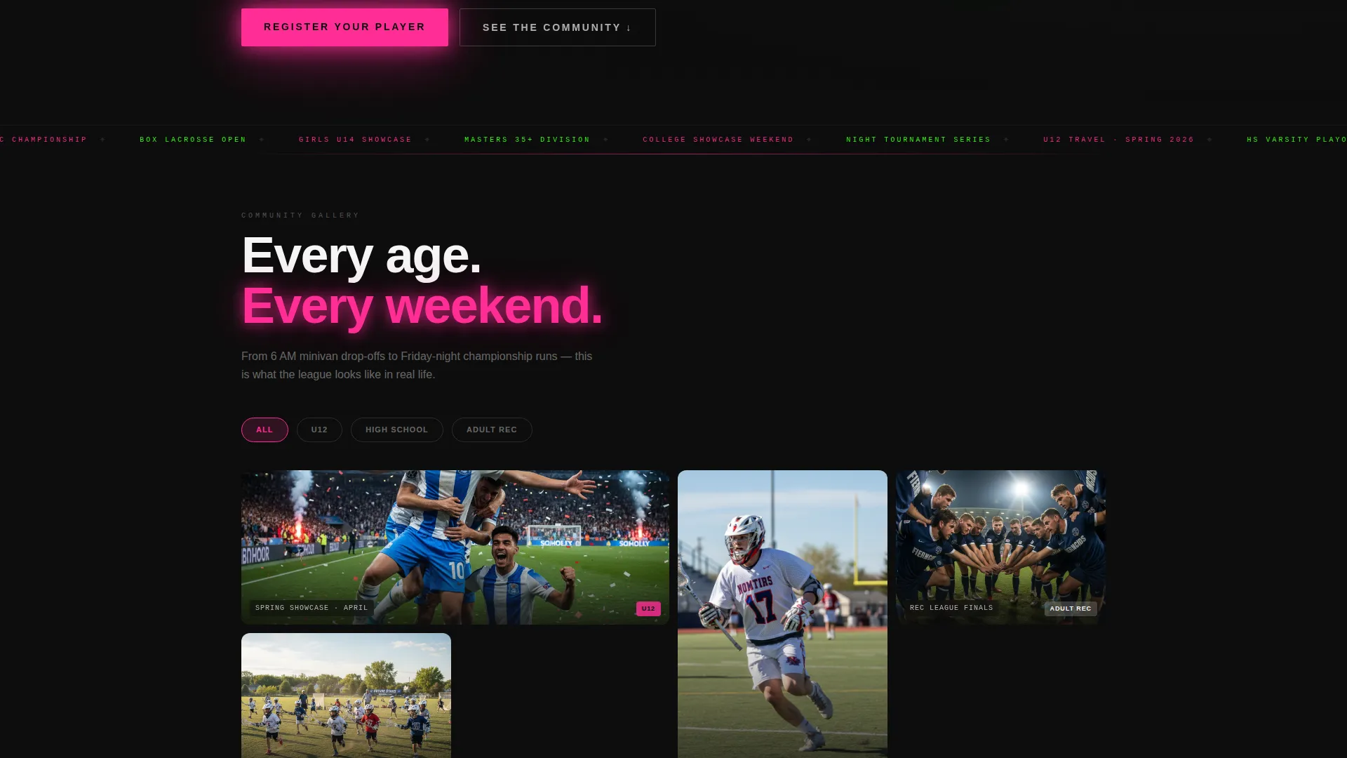 Electric Lacrosse League Landing Page Template