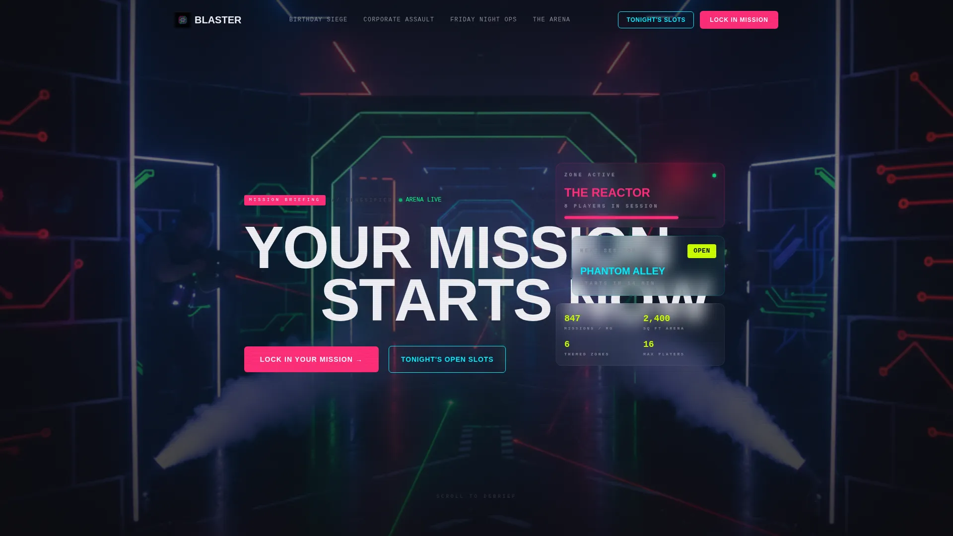Laser Tag Arena Landing Page Template