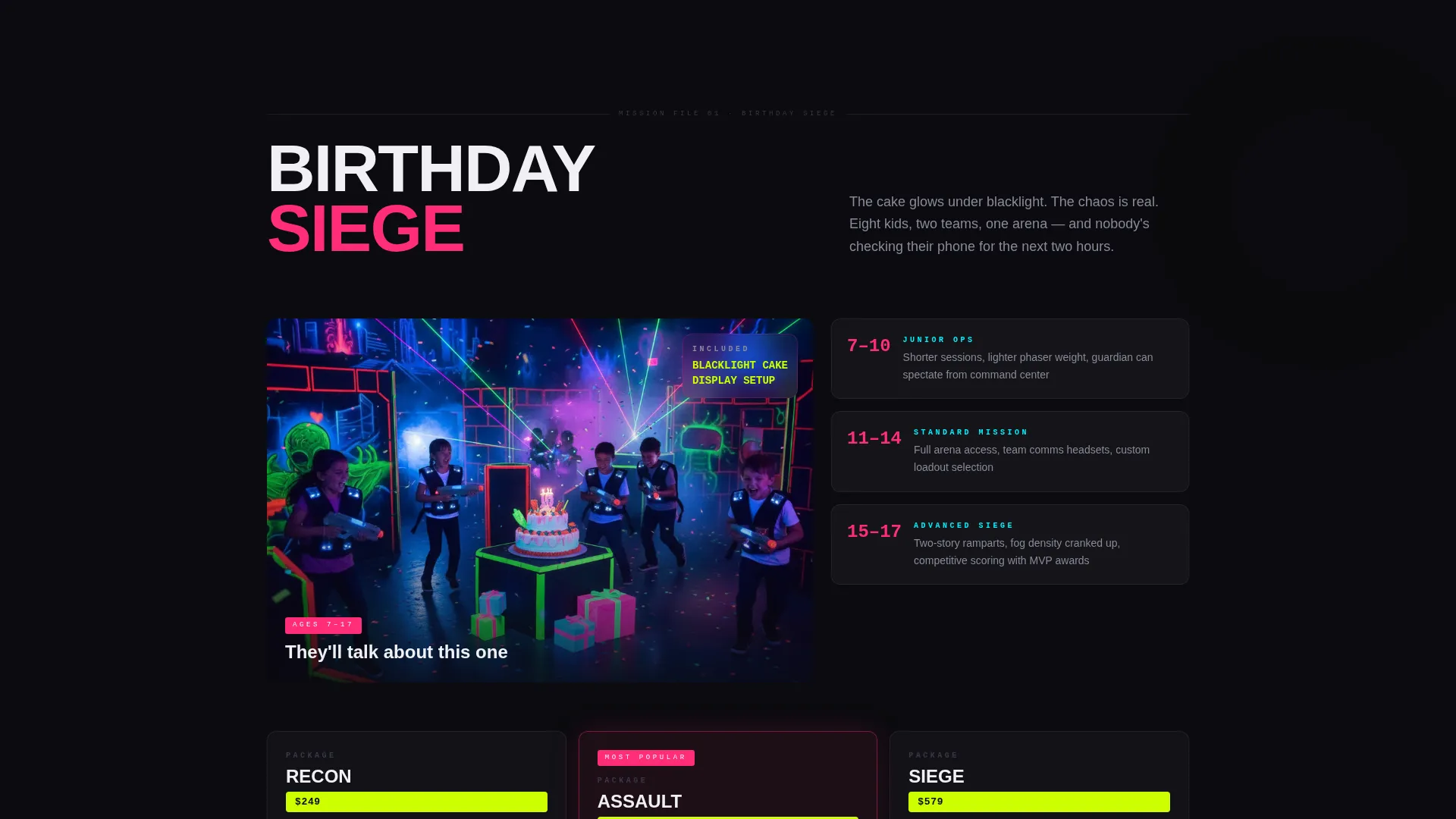 Laser Tag Arena Landing Page Template