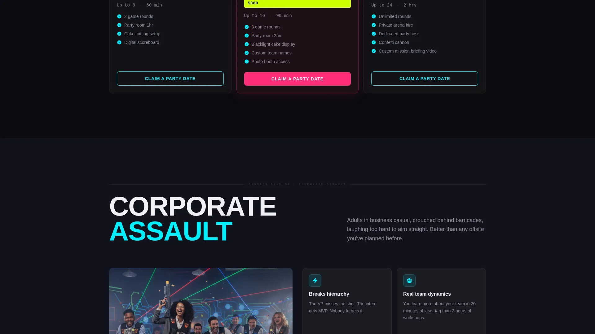 Laser Tag Arena Landing Page Template