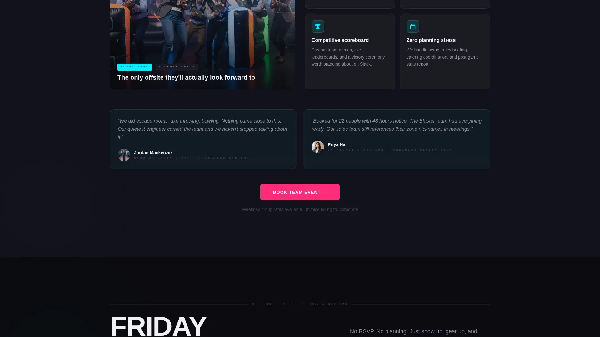Laser Tag Arena Landing Page Template