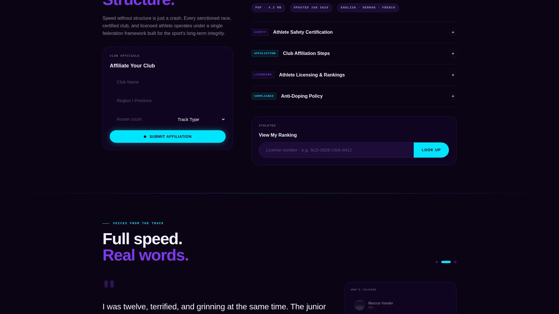 Luge Association Landing Page Template