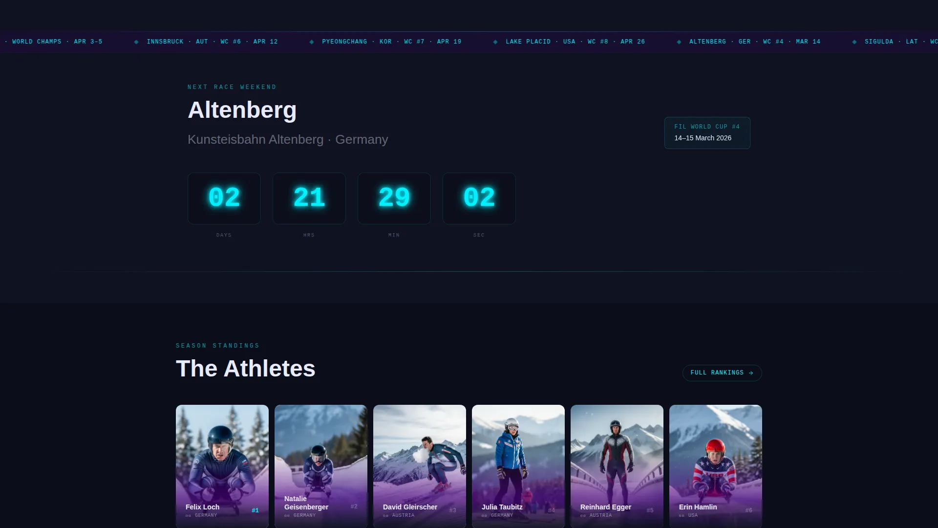 Luge Tournament & Competition Landing Page Template