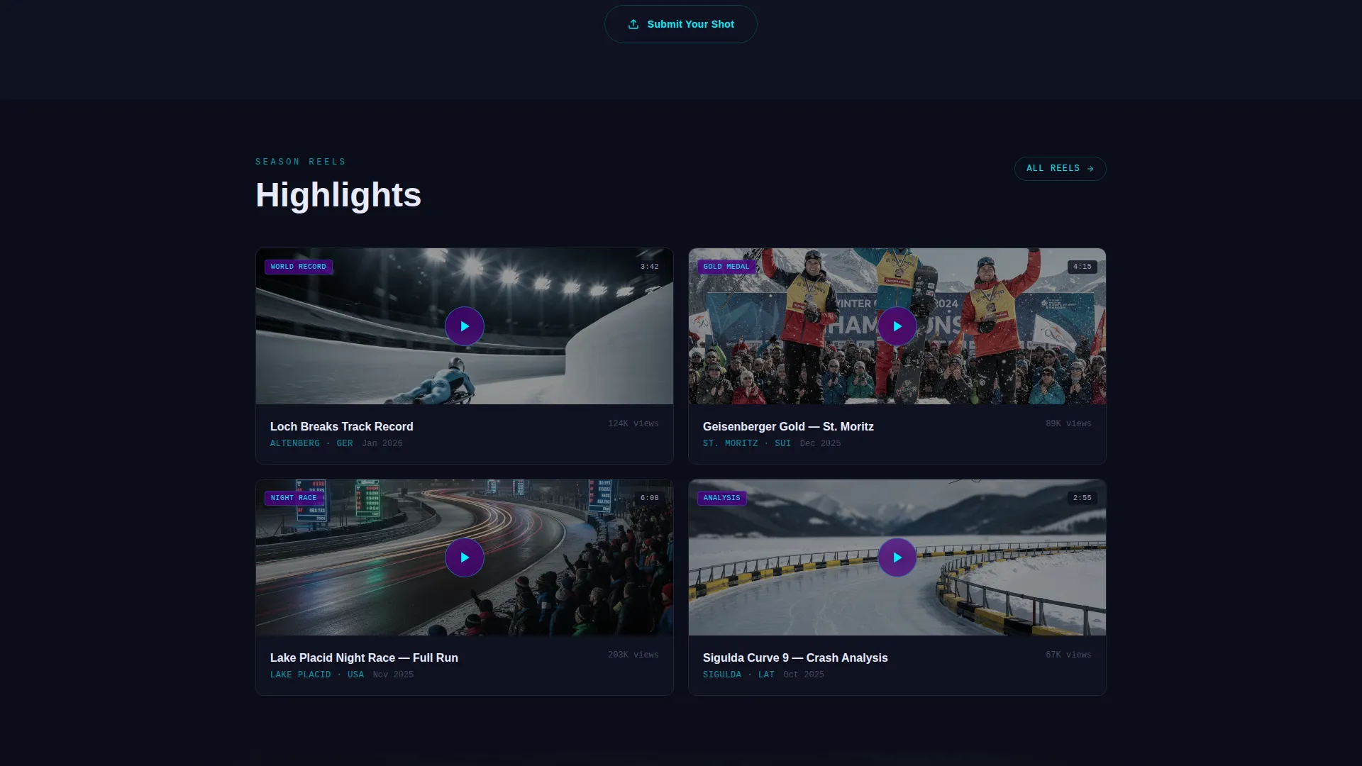 Luge Tournament & Competition Landing Page Template