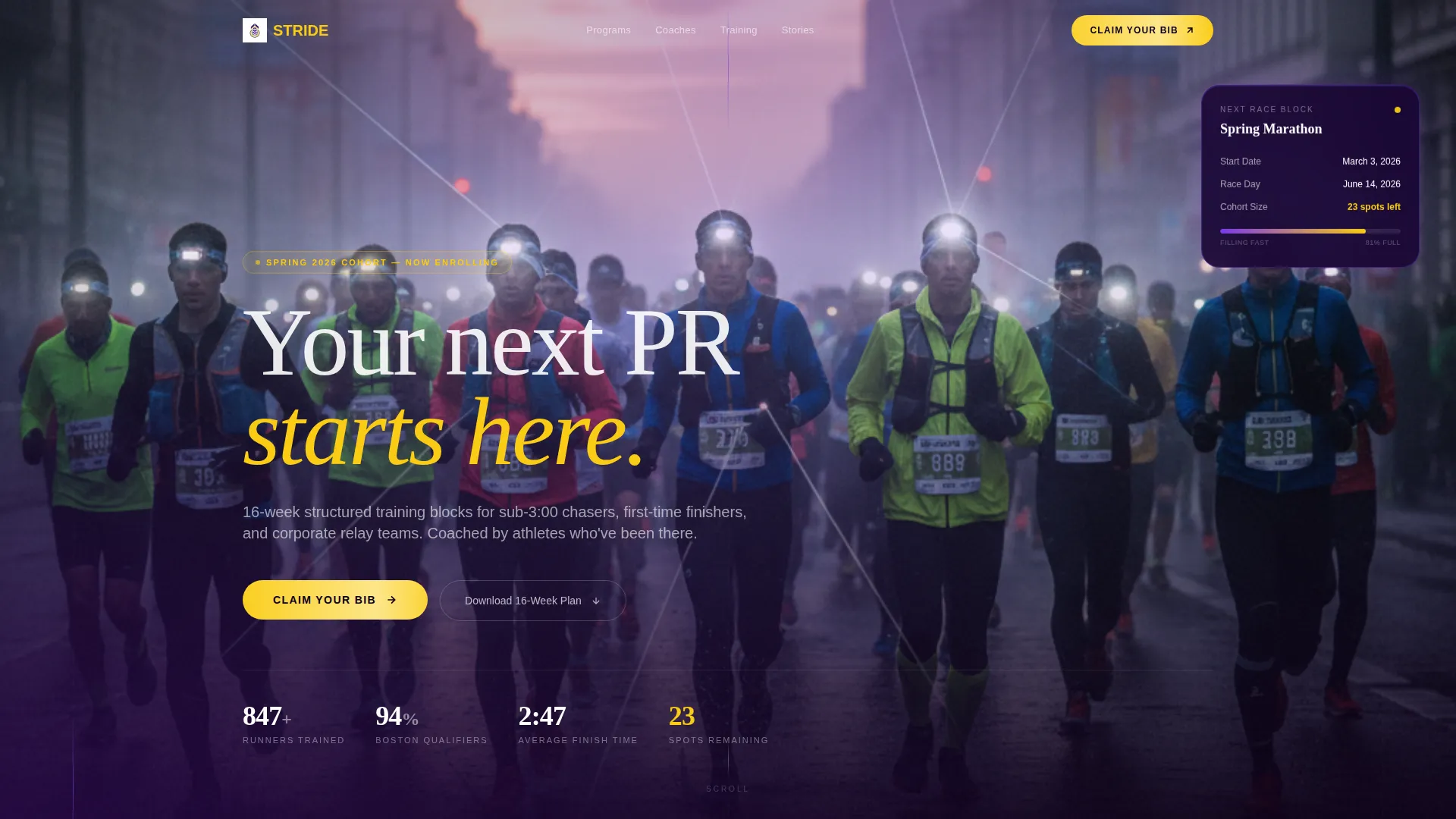 Marathon Training Academy Landing Page Template