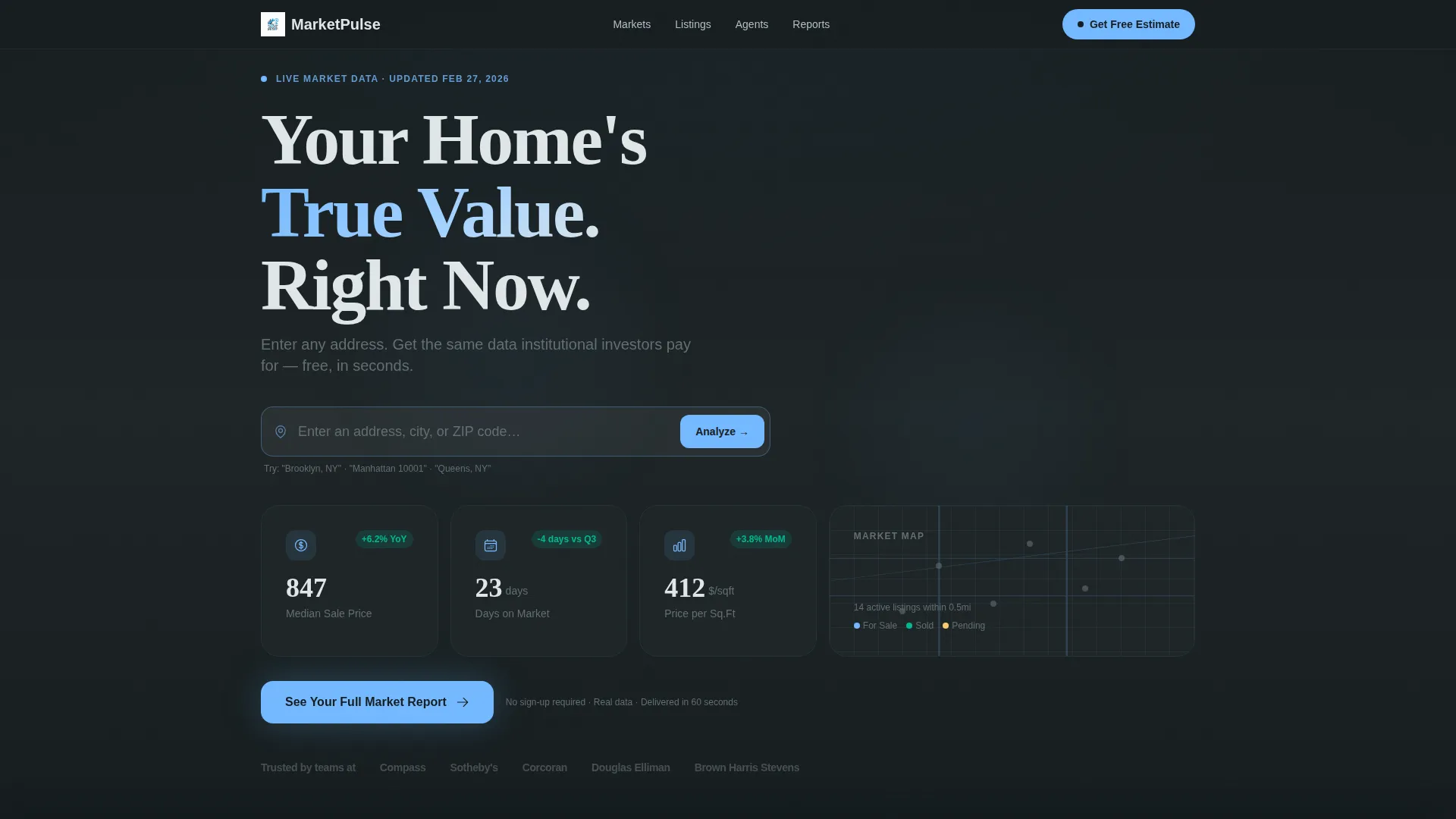 Real Estate Agency Home Value Estimator Website Template