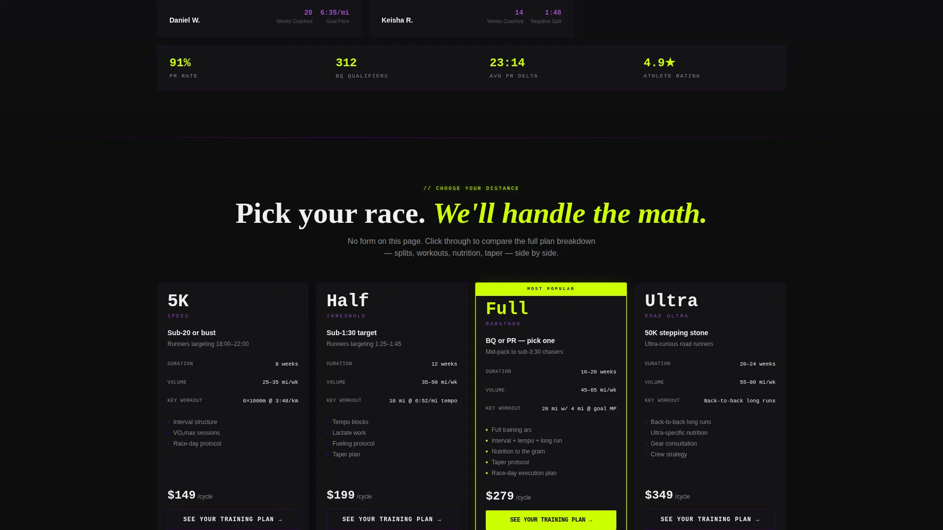 Marathon Coaching Landing Page Template