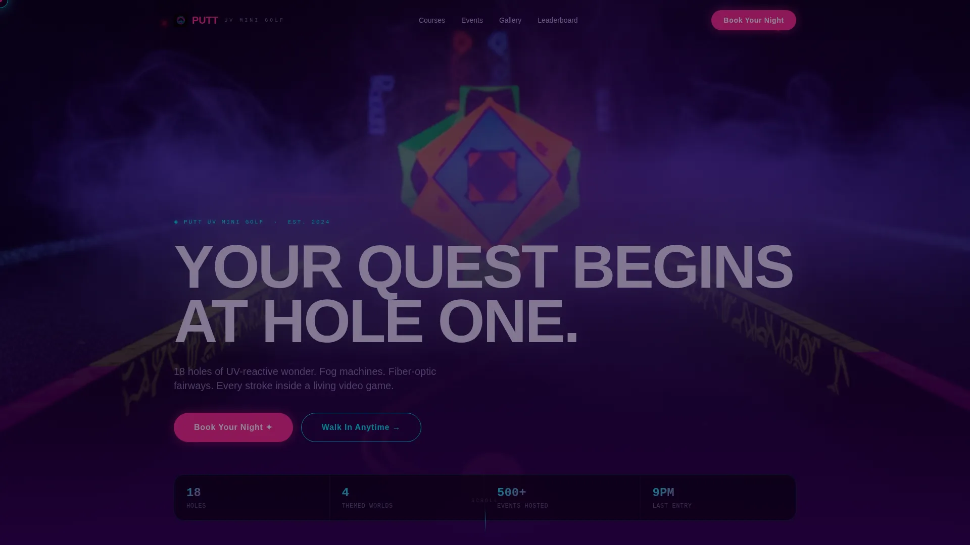 Futuristic Neon Minigolf Landing Page Template