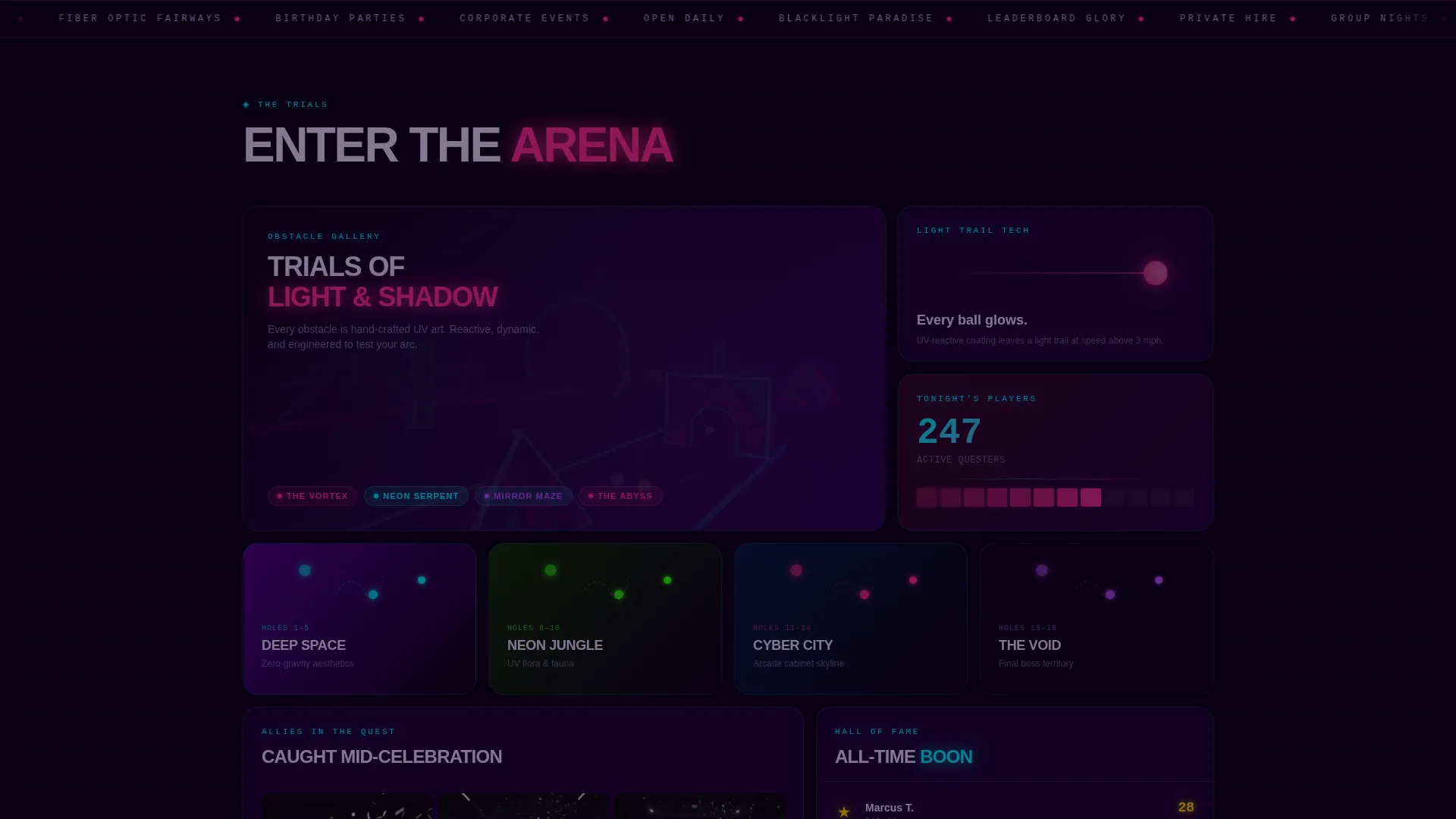 Futuristic Neon Minigolf Landing Page Template