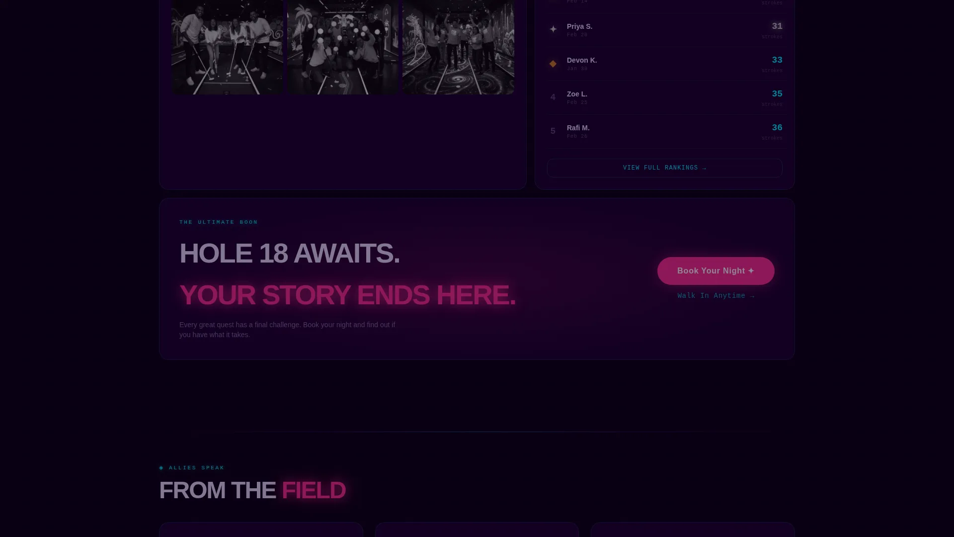 Futuristic Neon Minigolf Landing Page Template