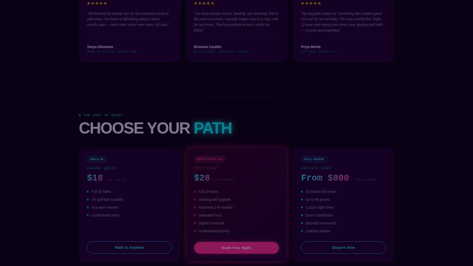Futuristic Neon Minigolf Landing Page Template
