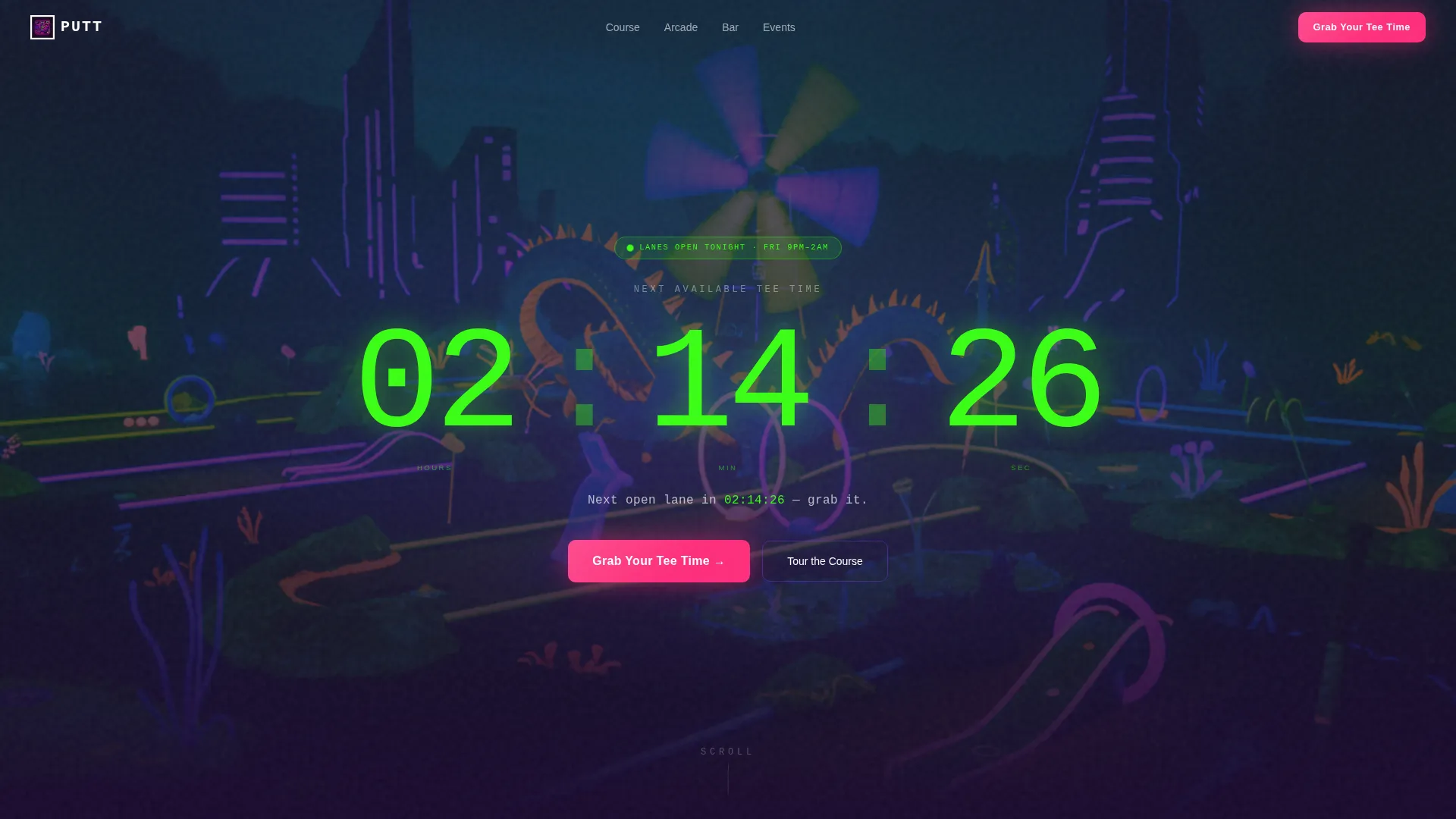 Electric Mini Golf Venue Landing Page Template