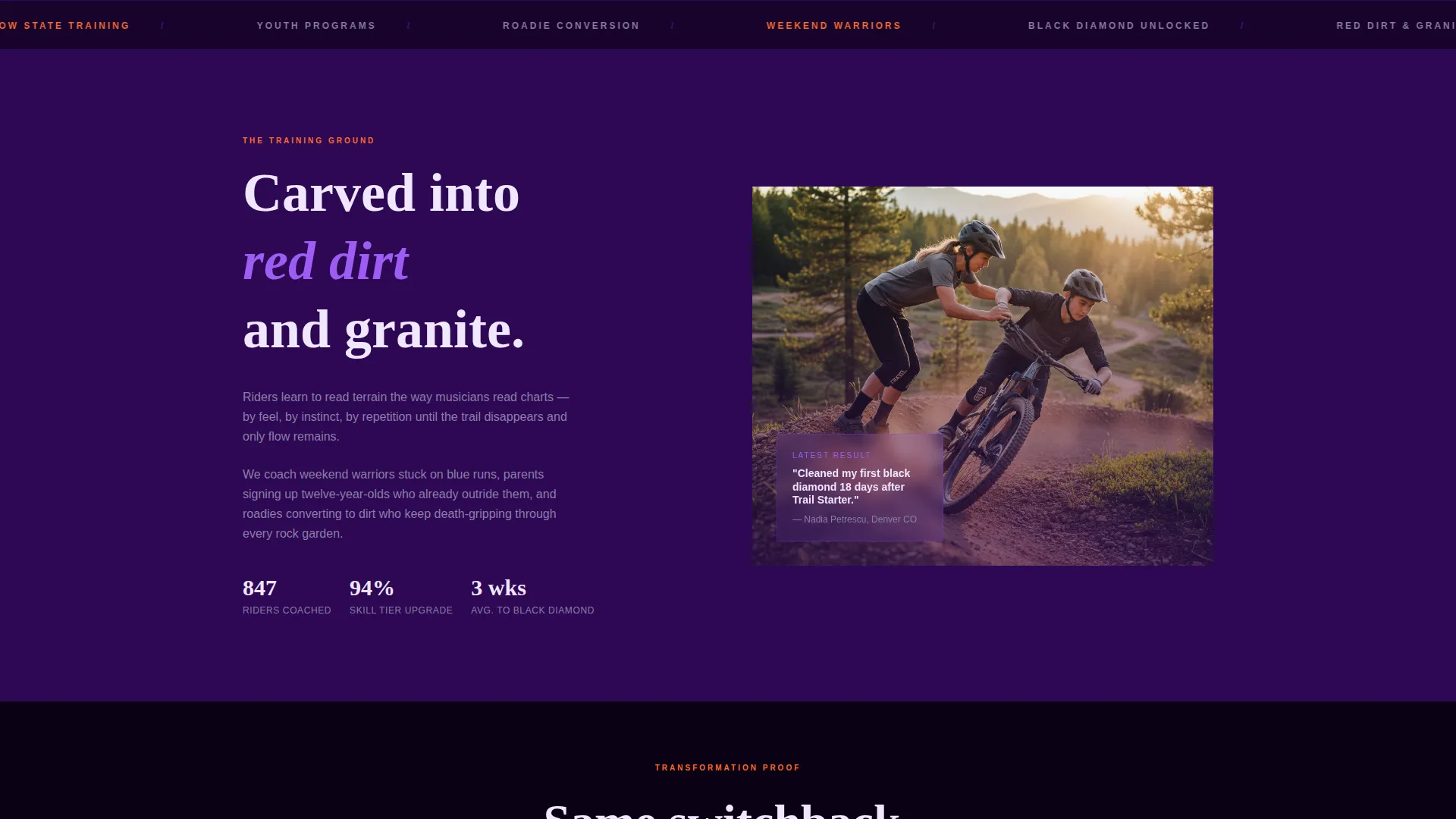 Mountain Biking Academy Landing Page Template