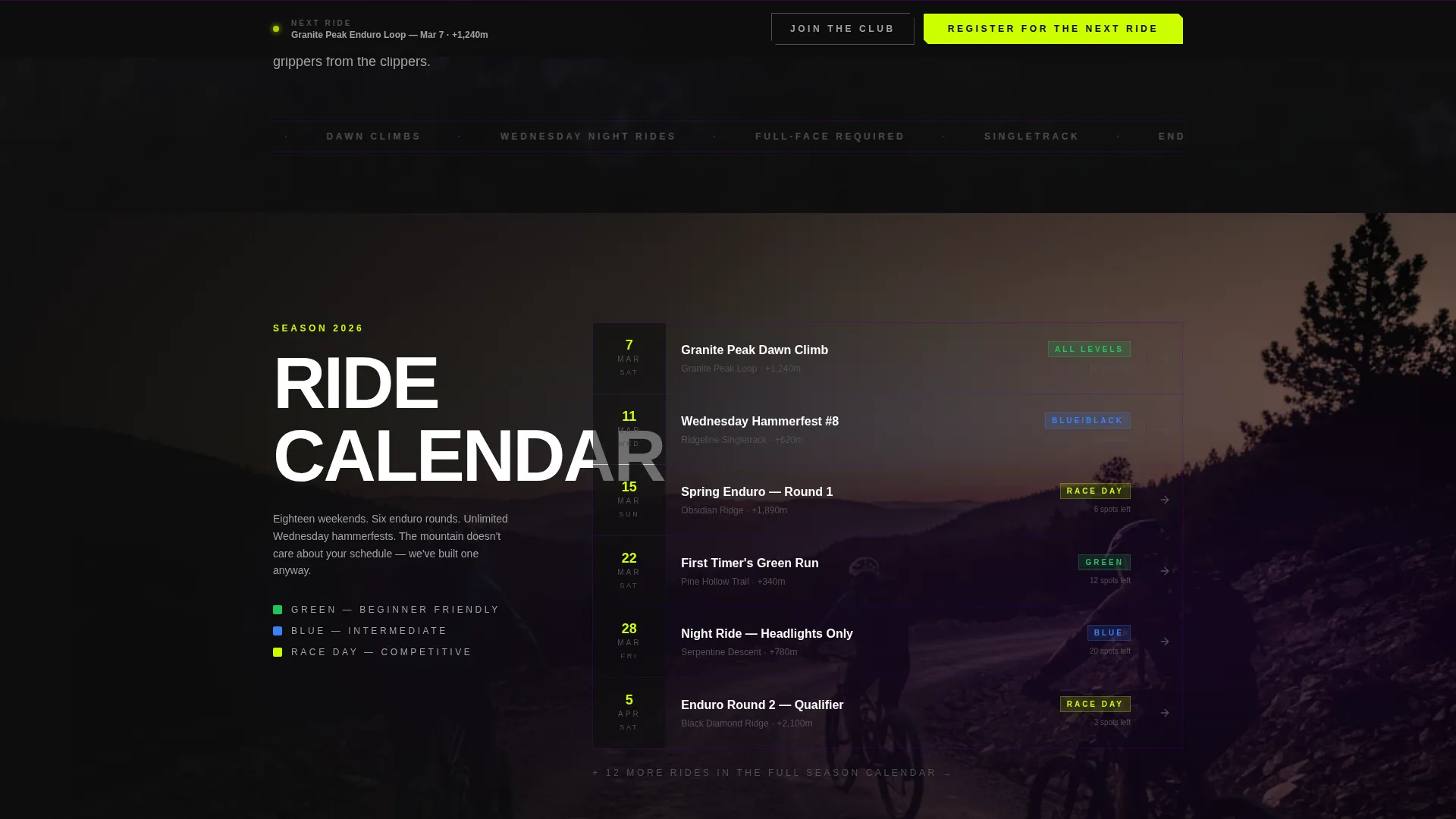 Mountain Biking Club Landing Page Template