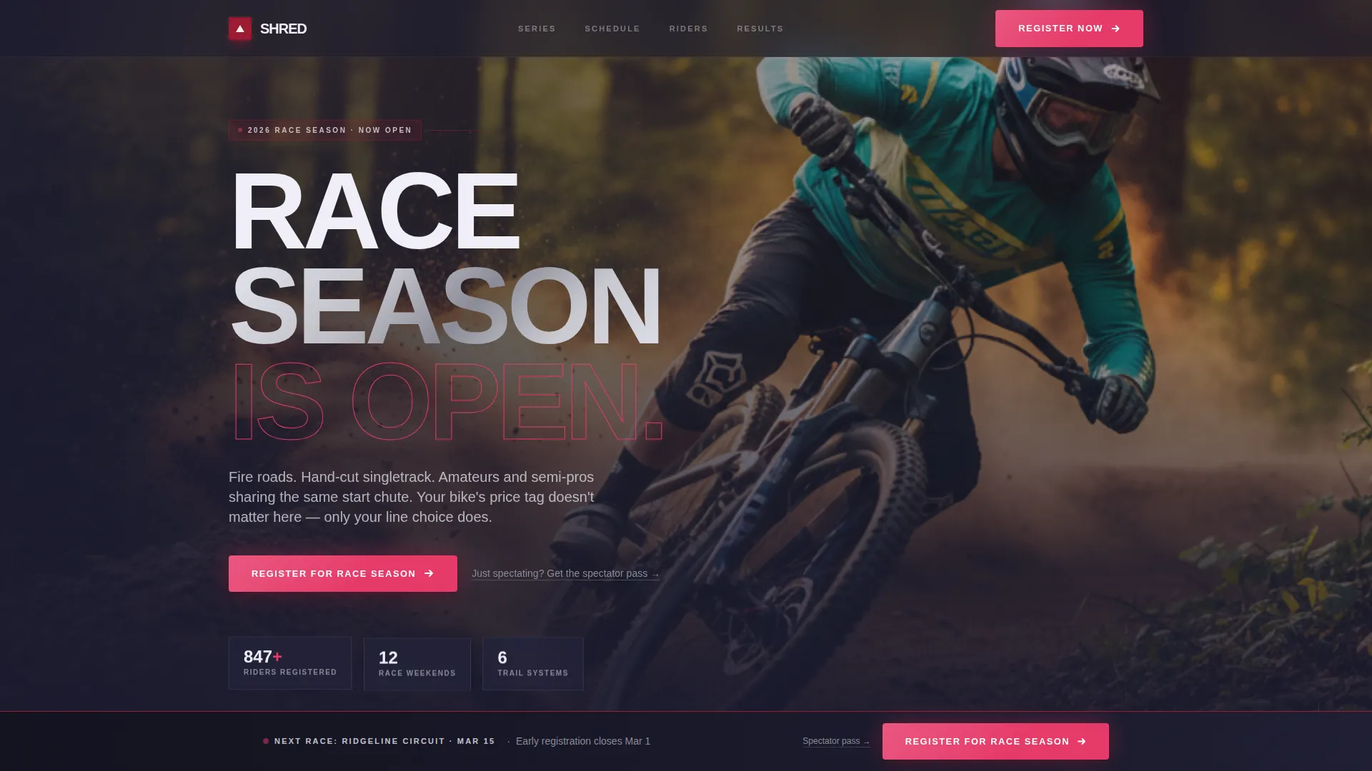 Exhilarating Mountain Biking Landing Page Template