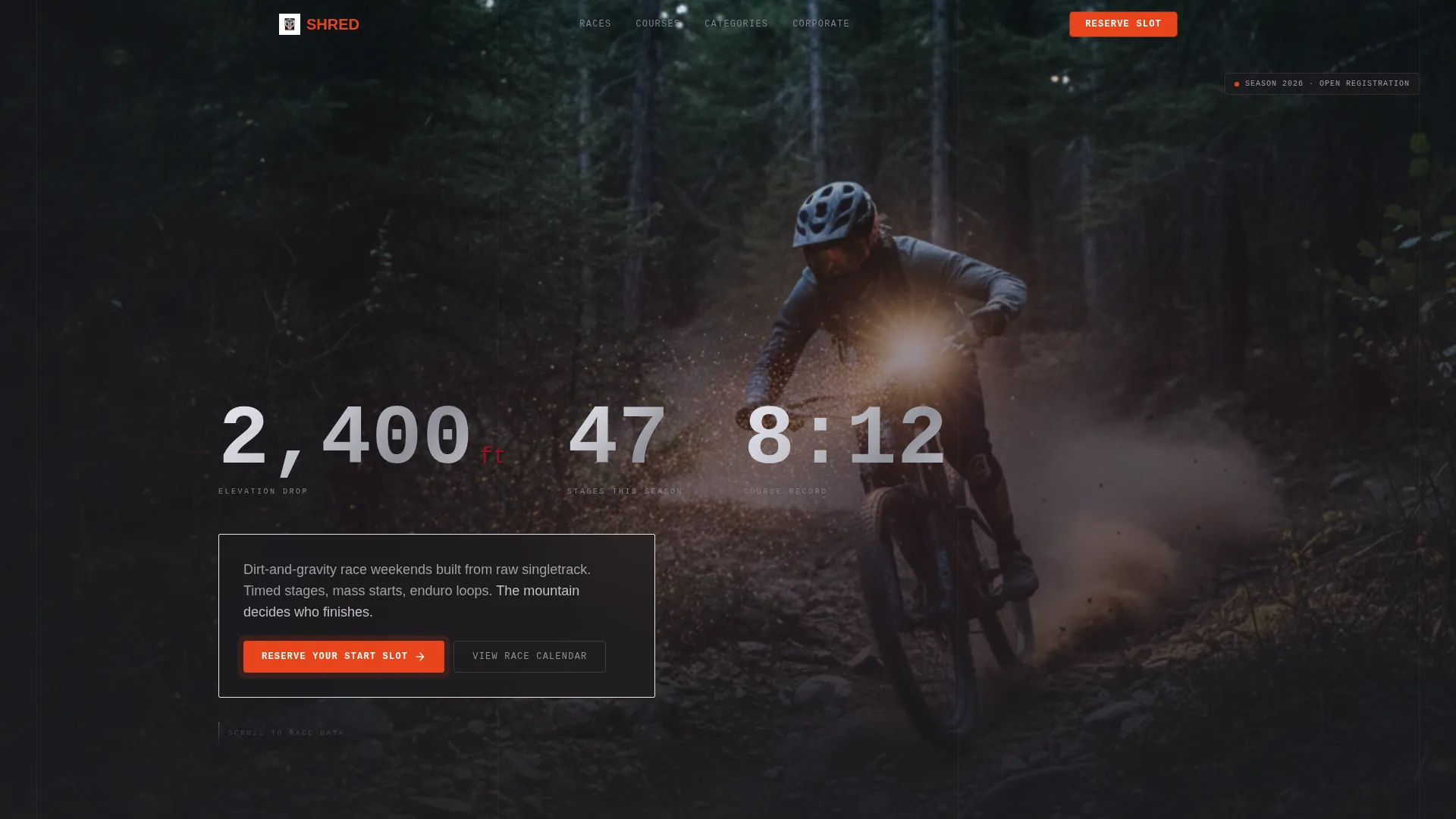 Mountain Biking Race Landing Page Template