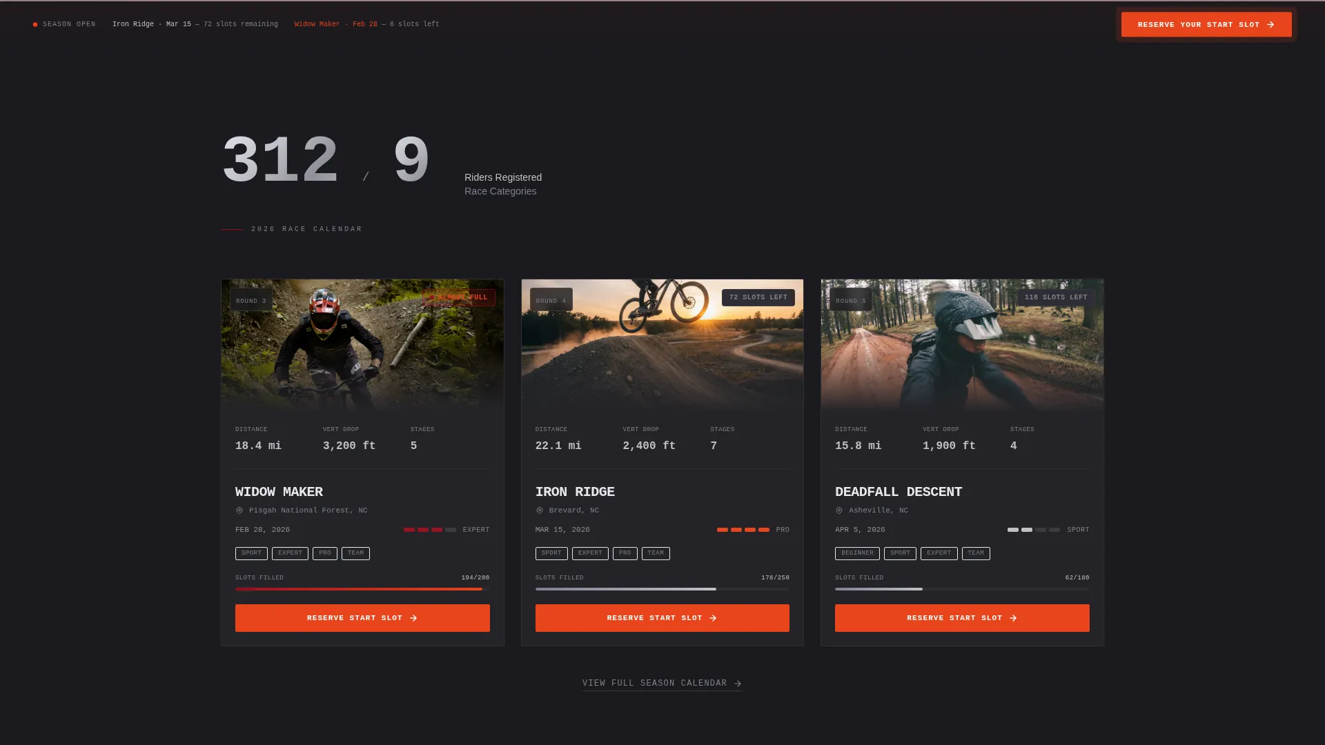 Mountain Biking Race Landing Page Template