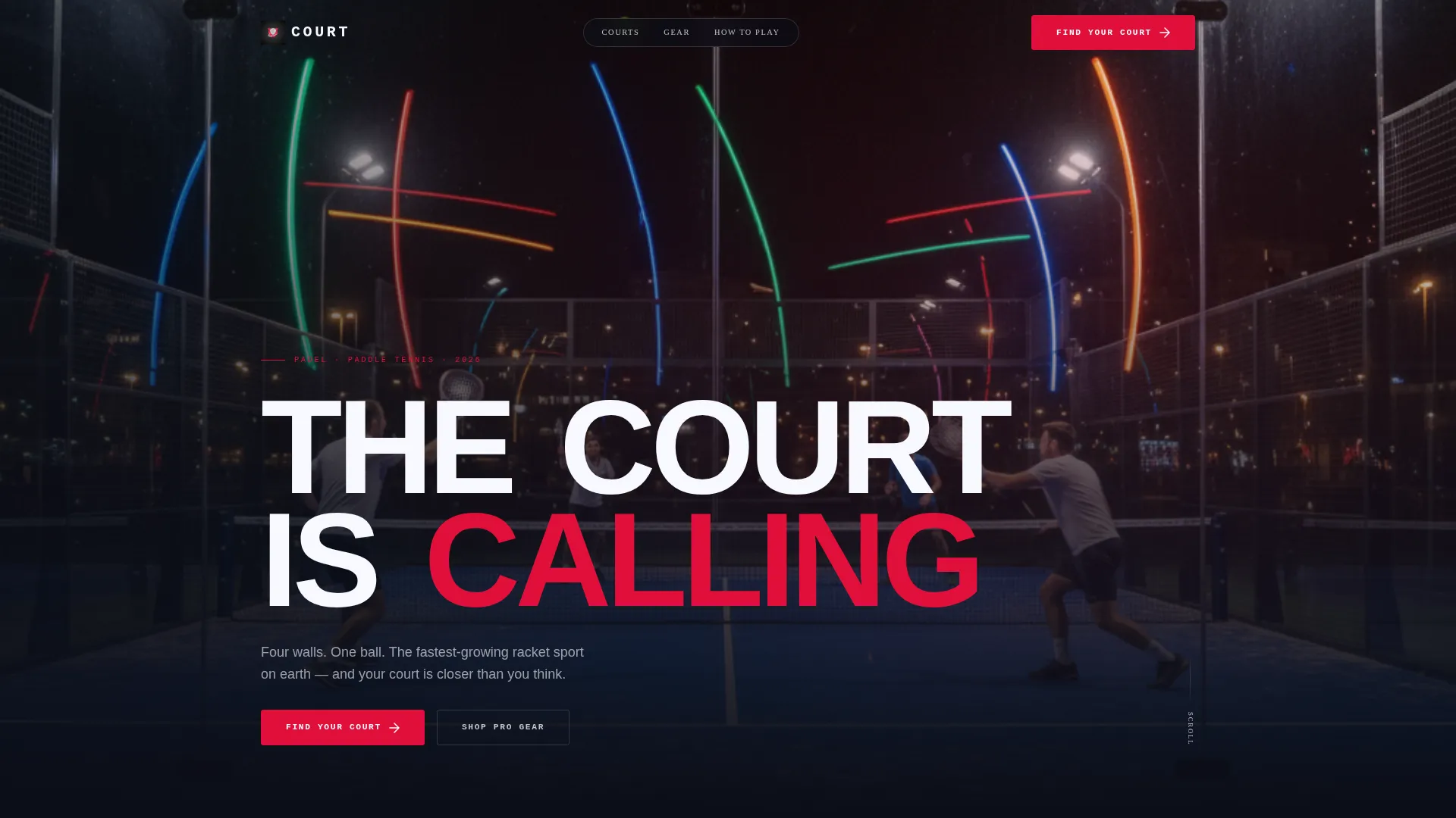 Electric Padel Landing Page Template
