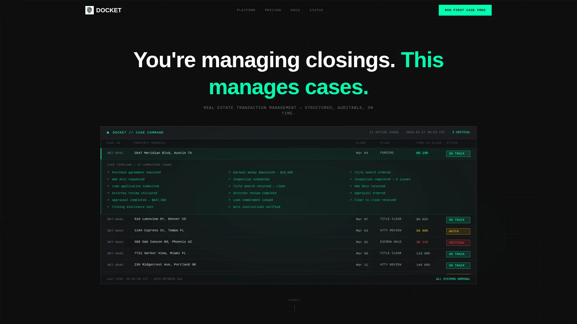 Brutalist Real Estate Case Management Landing Page