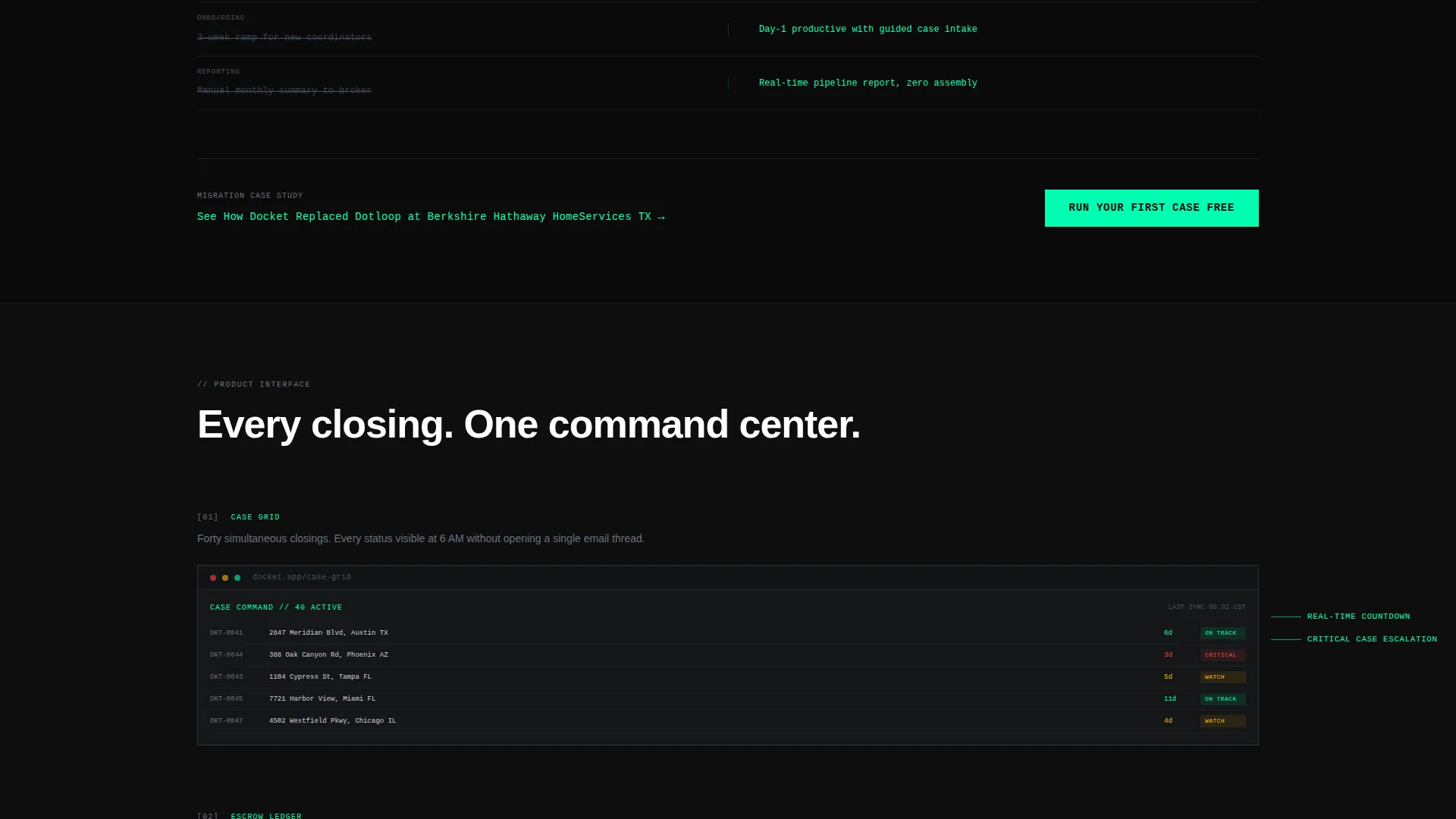 Brutalist Real Estate Case Management Landing Page