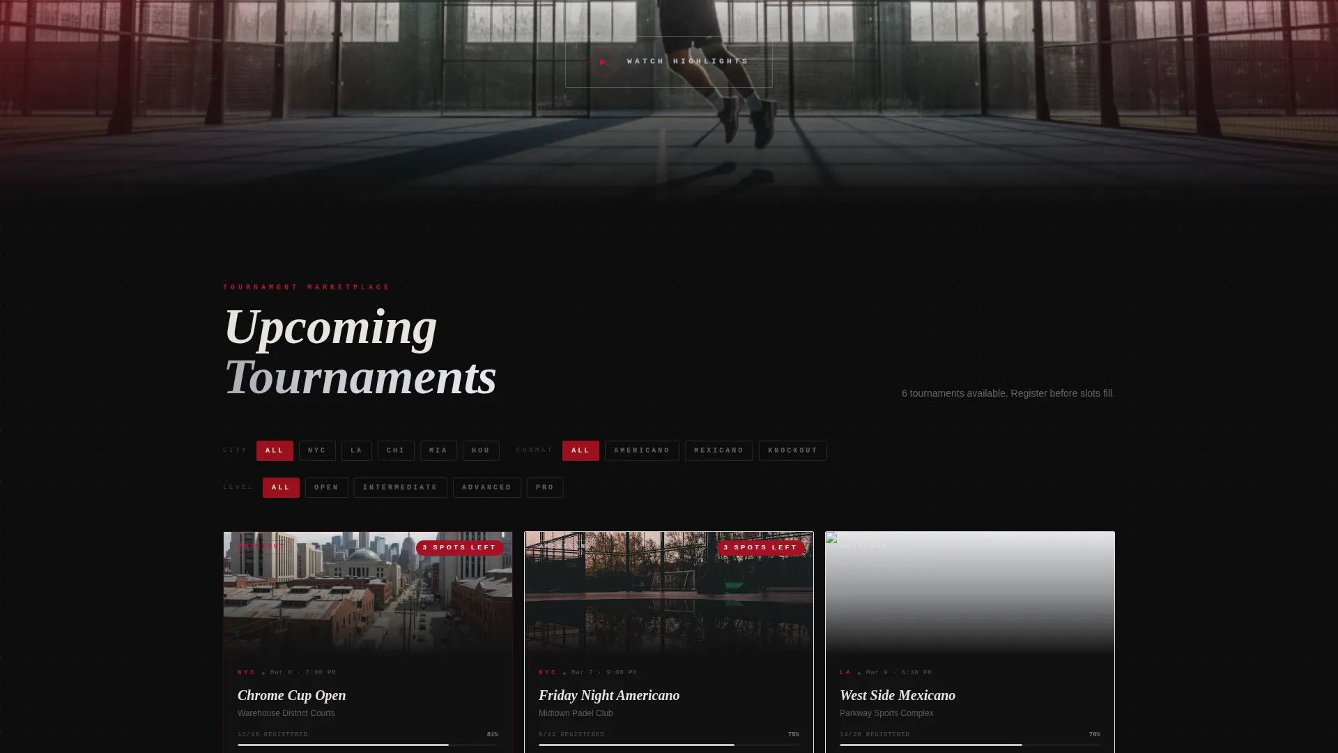 Padel Tennis Tournament Landing Page Template