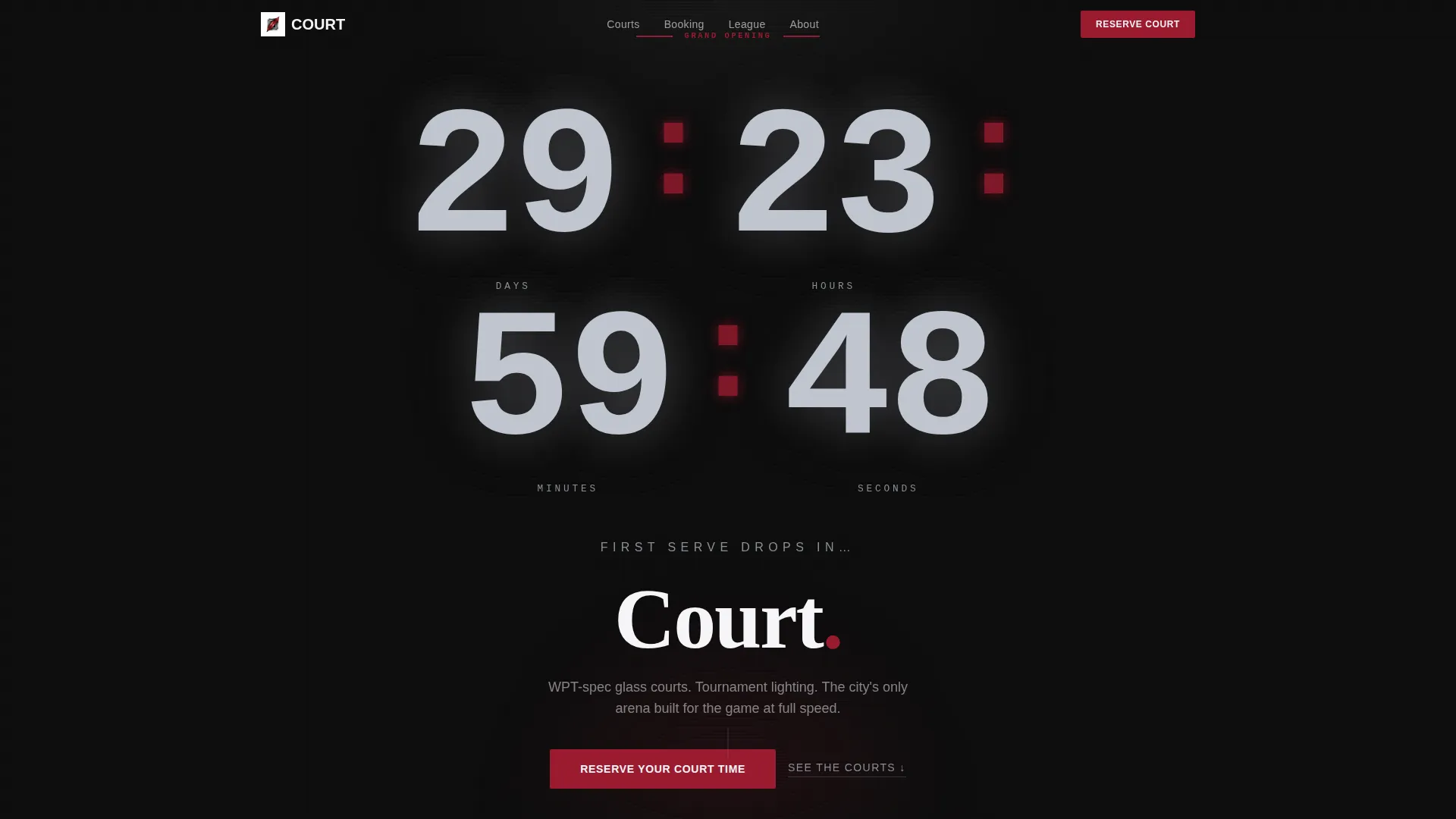 Padel Tennis Venue Pre-Launch Landing Page Template
