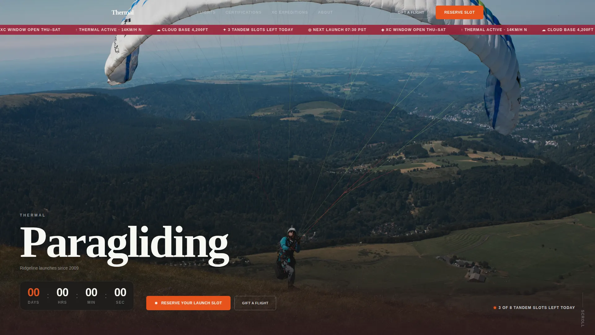 Paragliding Landing Page Template with Bento Grid