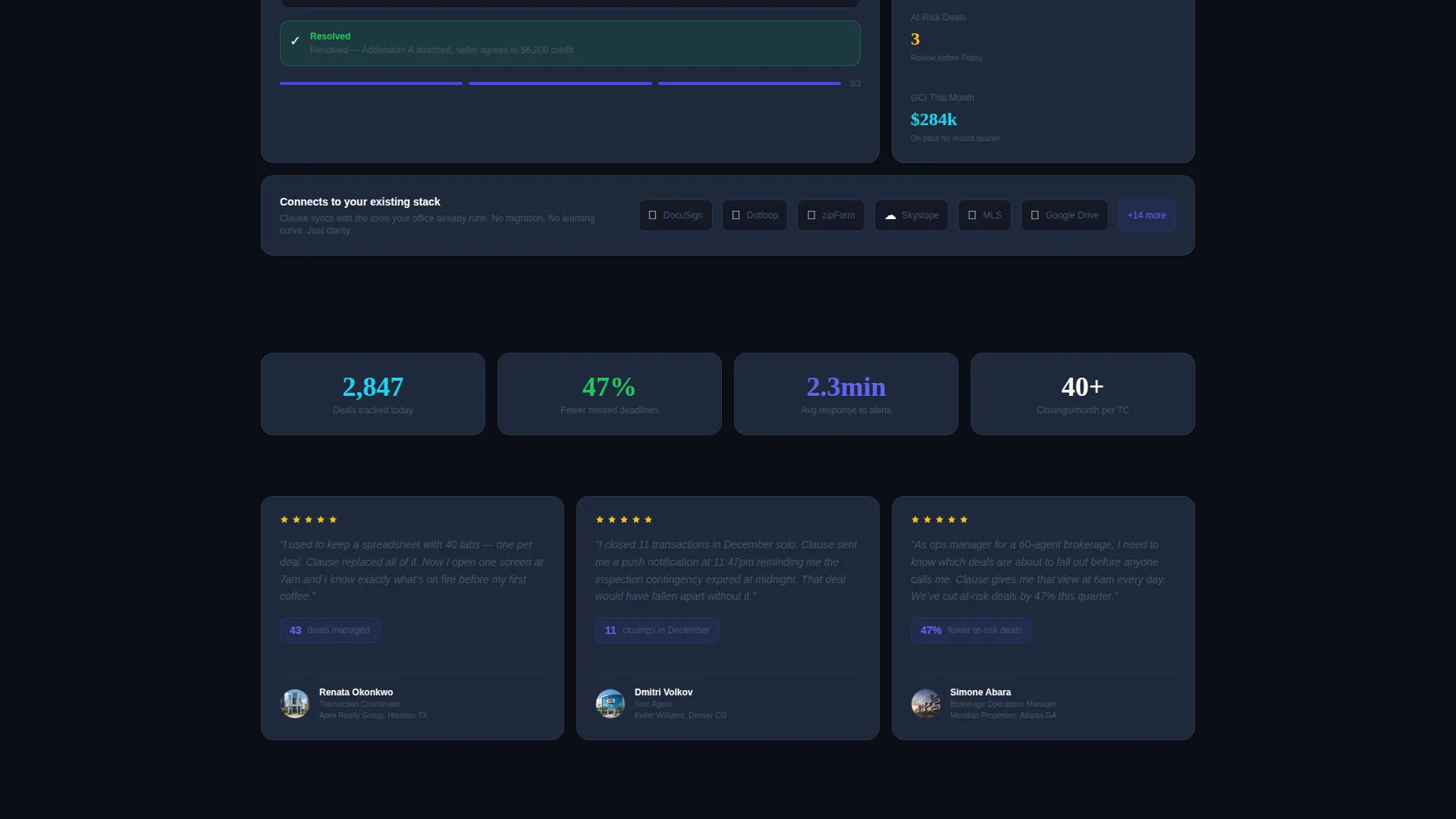 Real Estate Contract Management Landing Page Template