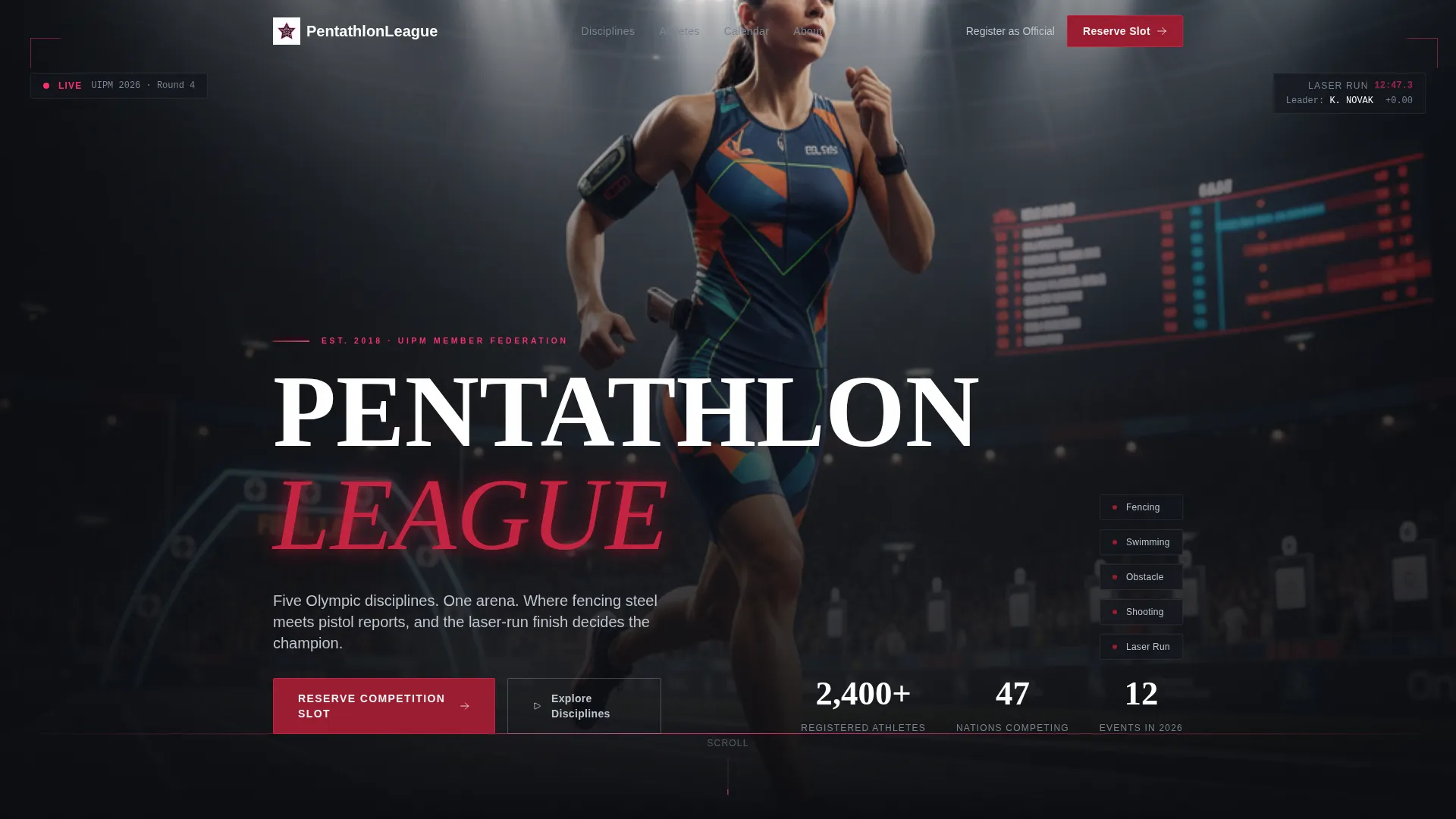 League Landing Page Template for Elite Multisport