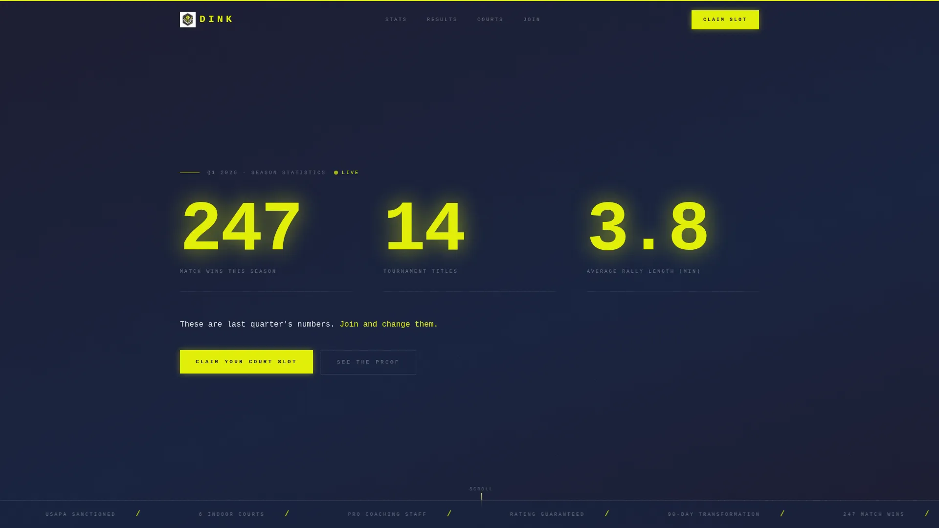 Pickleball Club Landing Page Template | Carbon Fiber Design