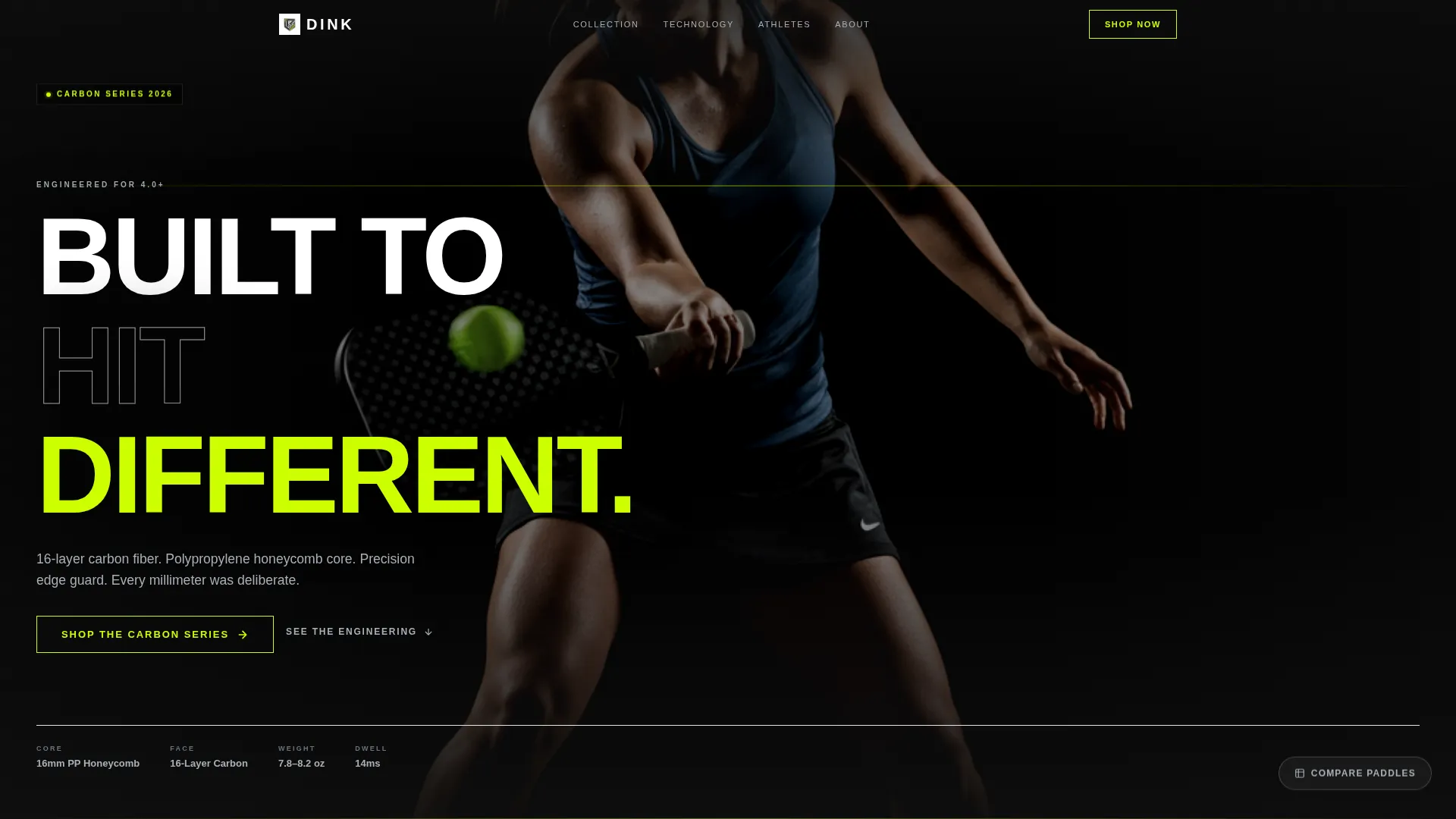 Pickleball Landing Page Template | Carbon Series