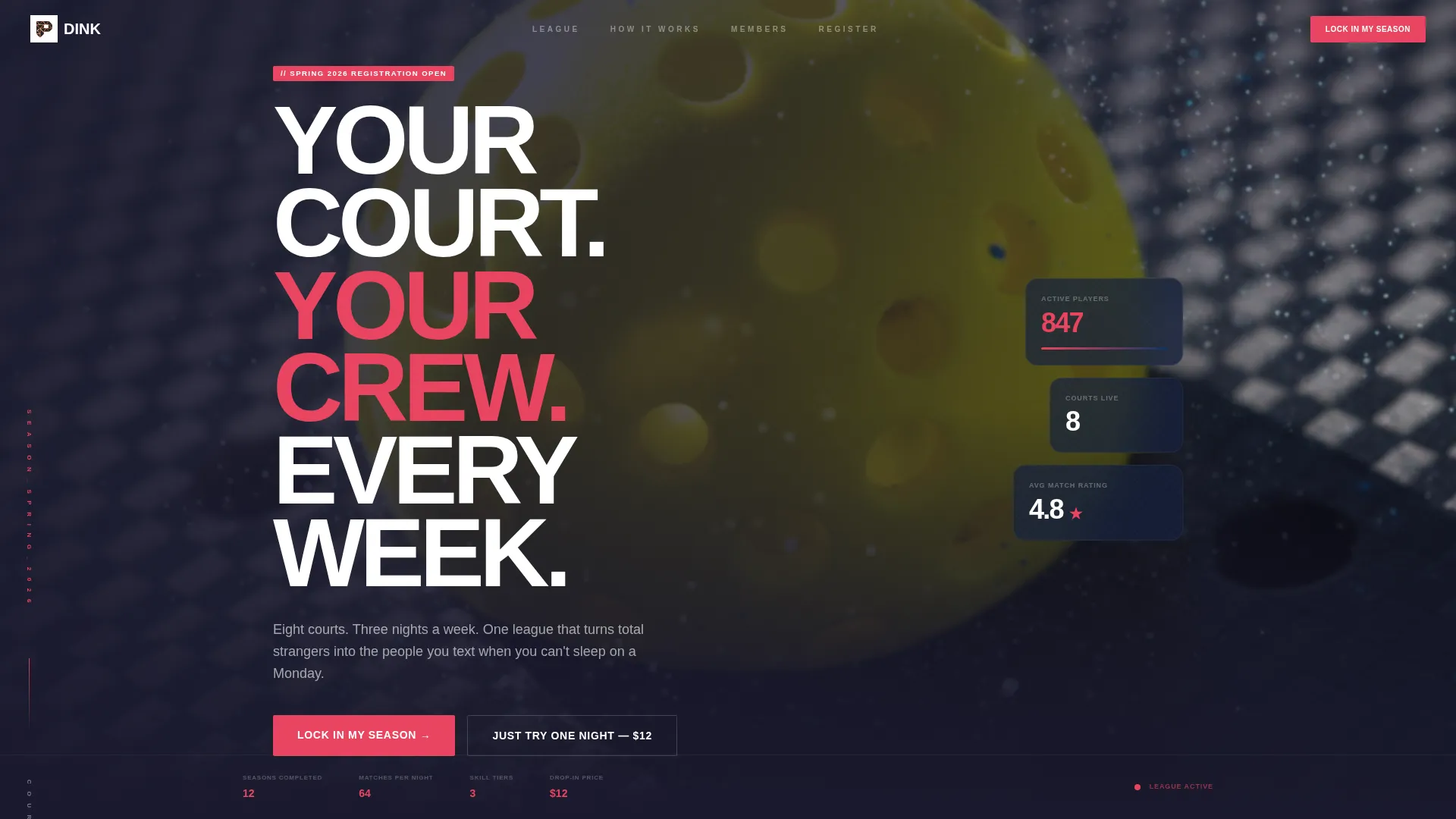 Pickleball League Landing Page Template