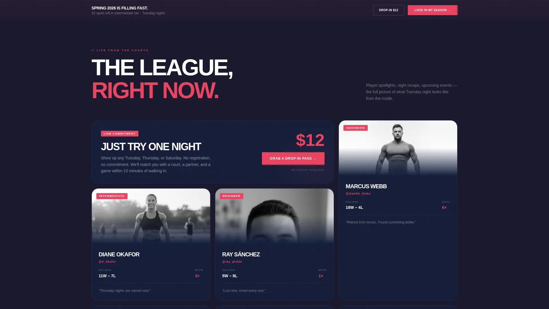 Pickleball League Landing Page Template