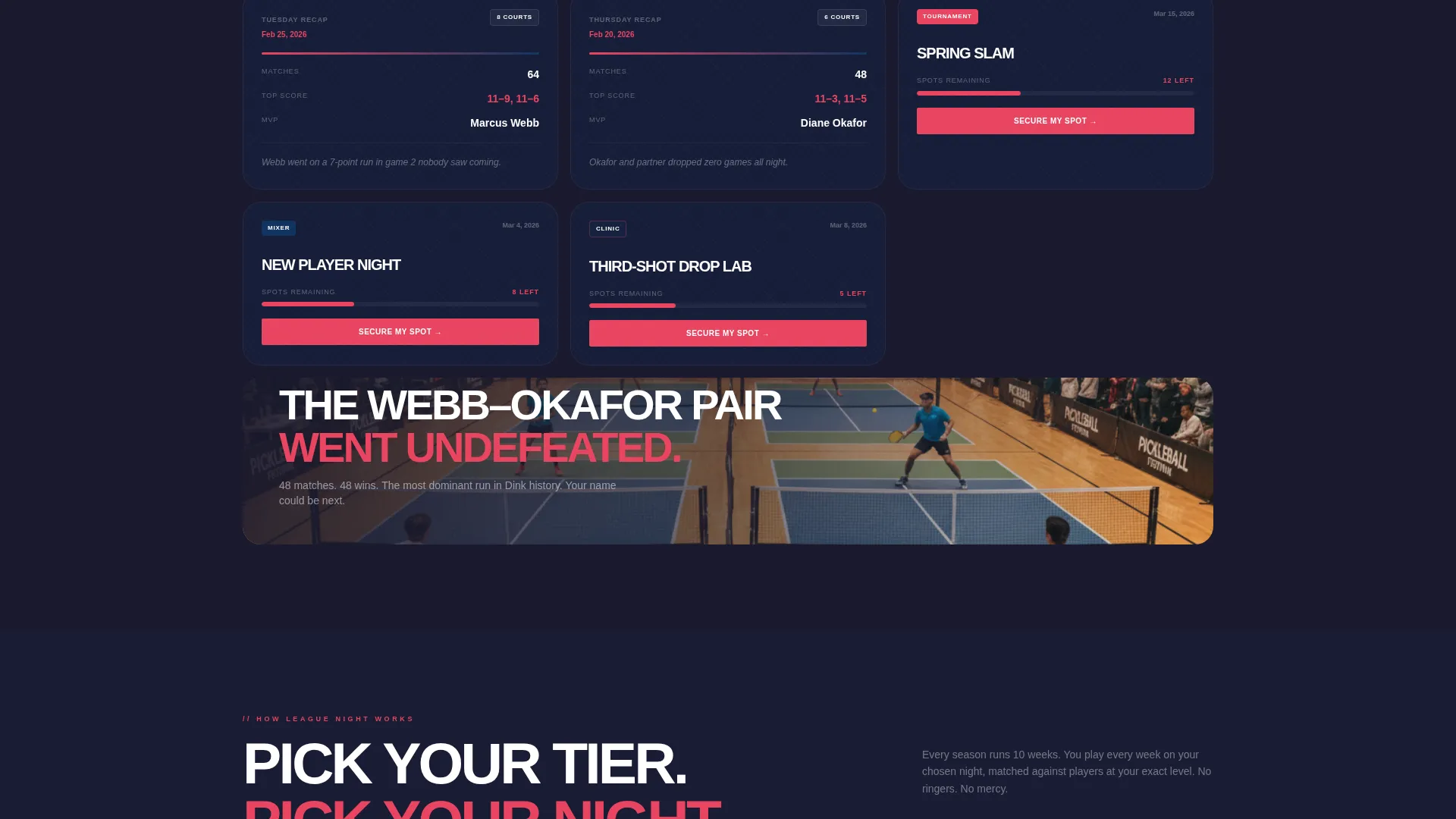 Pickleball League Landing Page Template