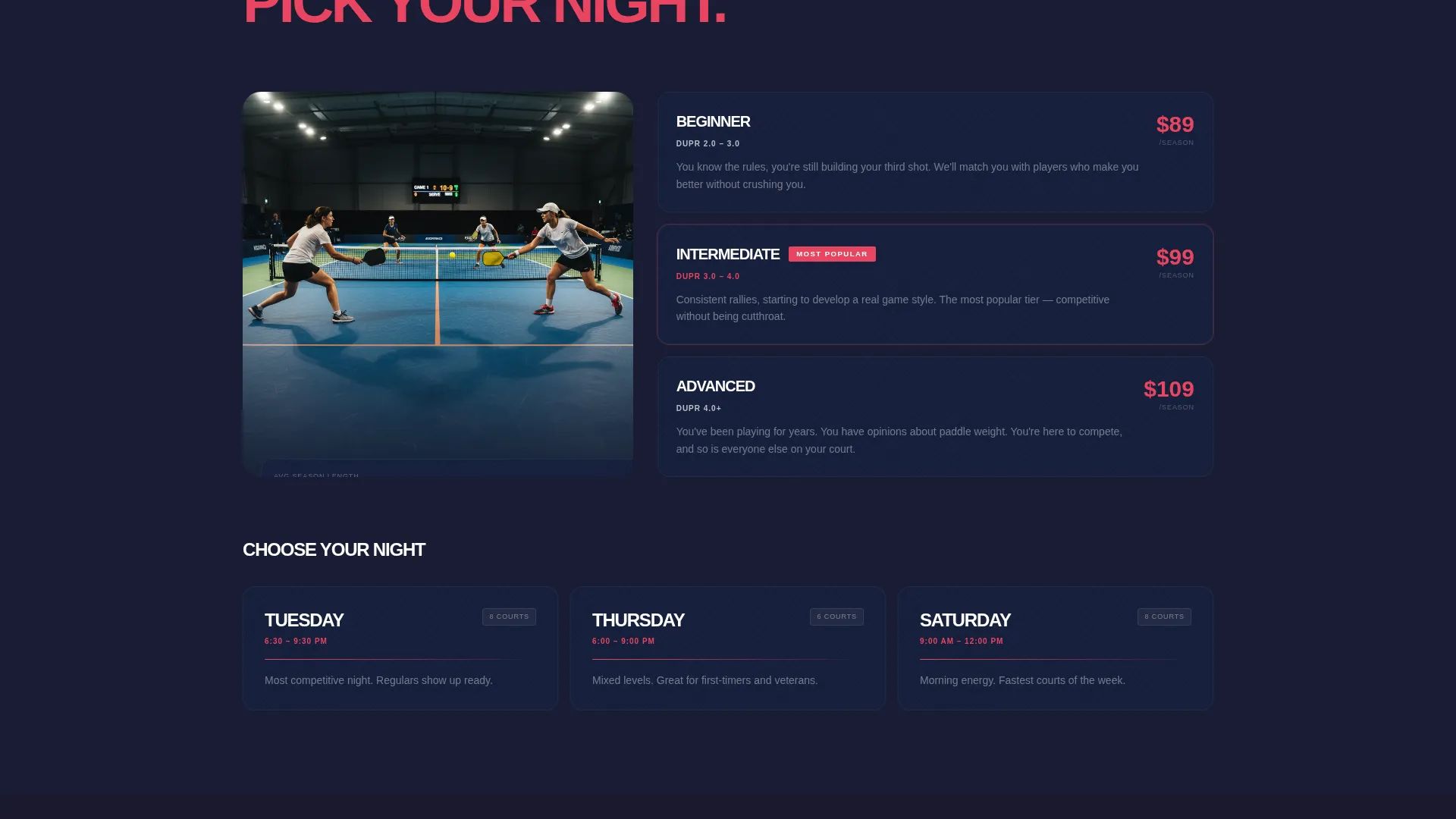 Pickleball League Landing Page Template