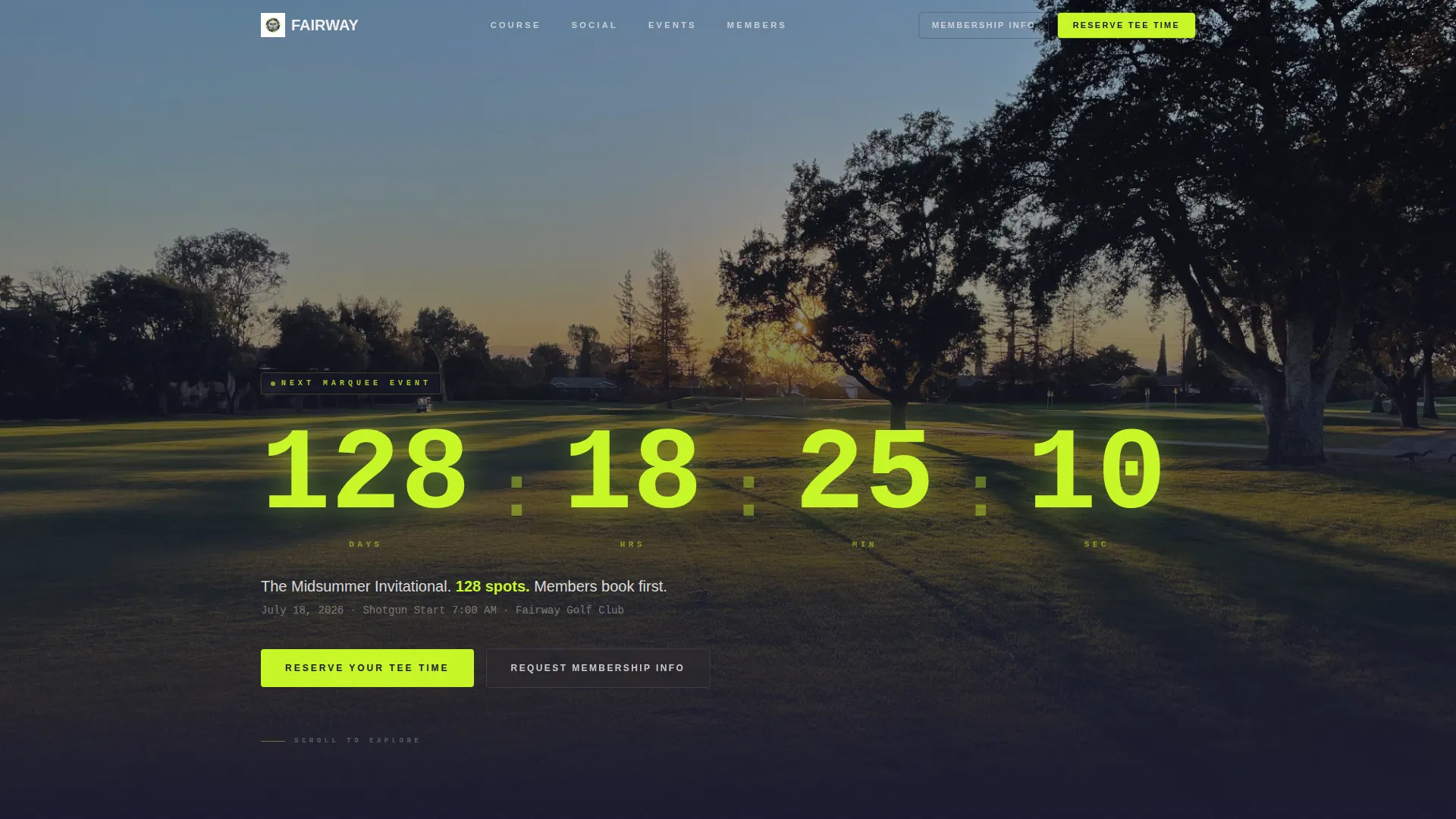 Private Golf Club Landing Page Template