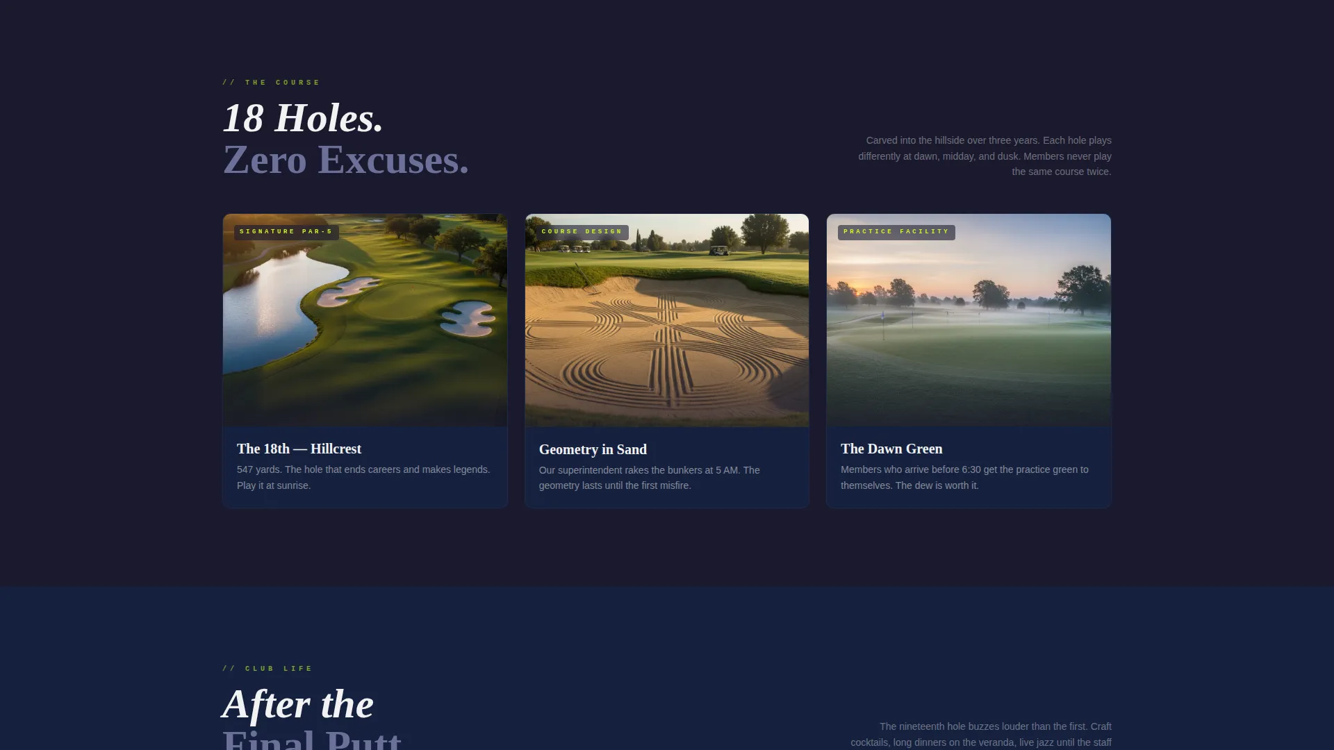 Private Golf Club Landing Page Template