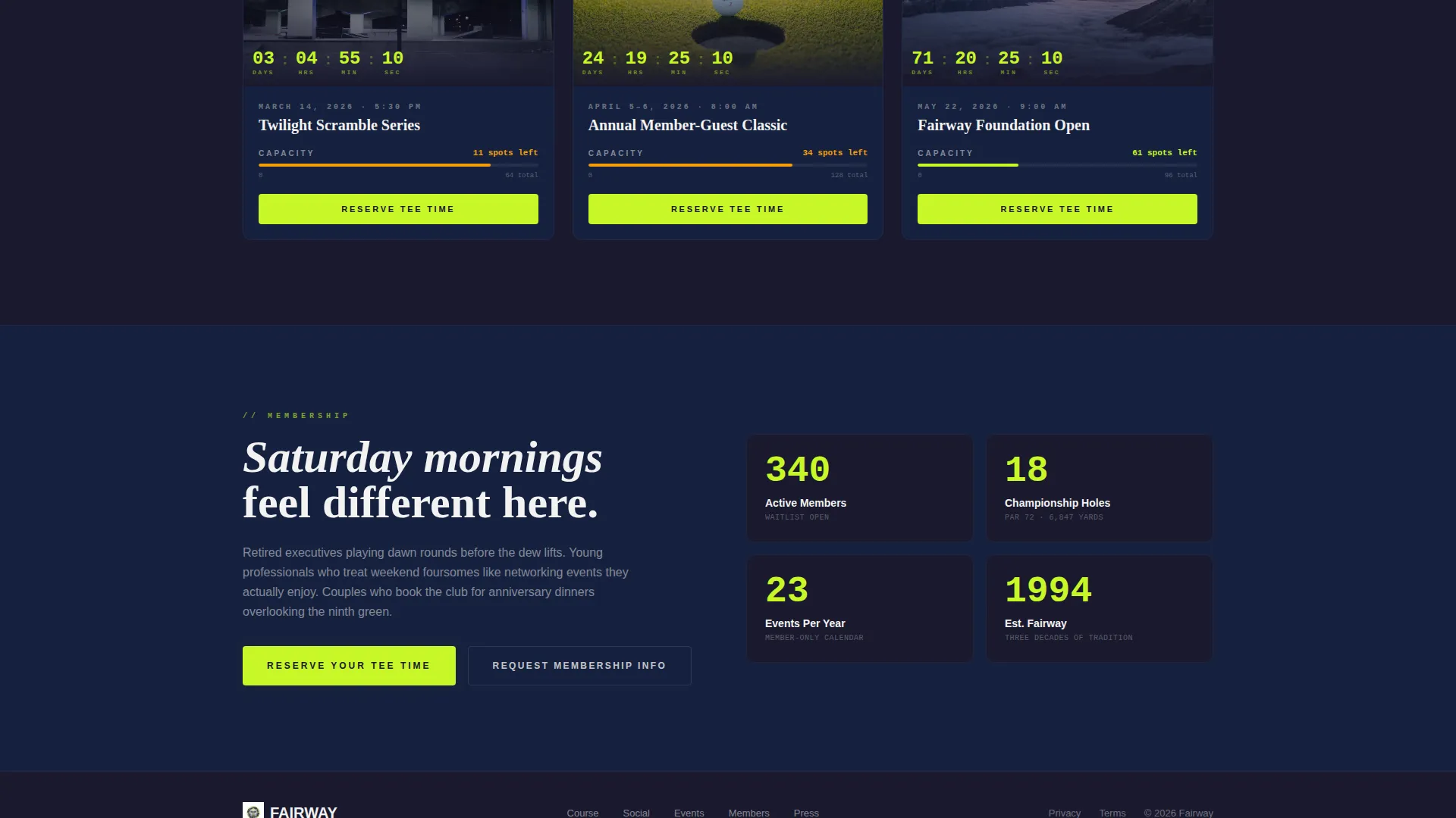 Private Golf Club Landing Page Template