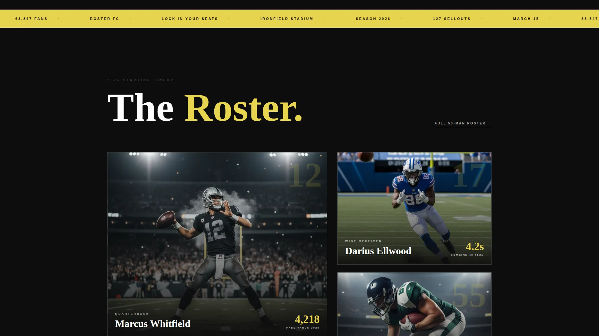 Professional Sports Team Event Landing Page Template