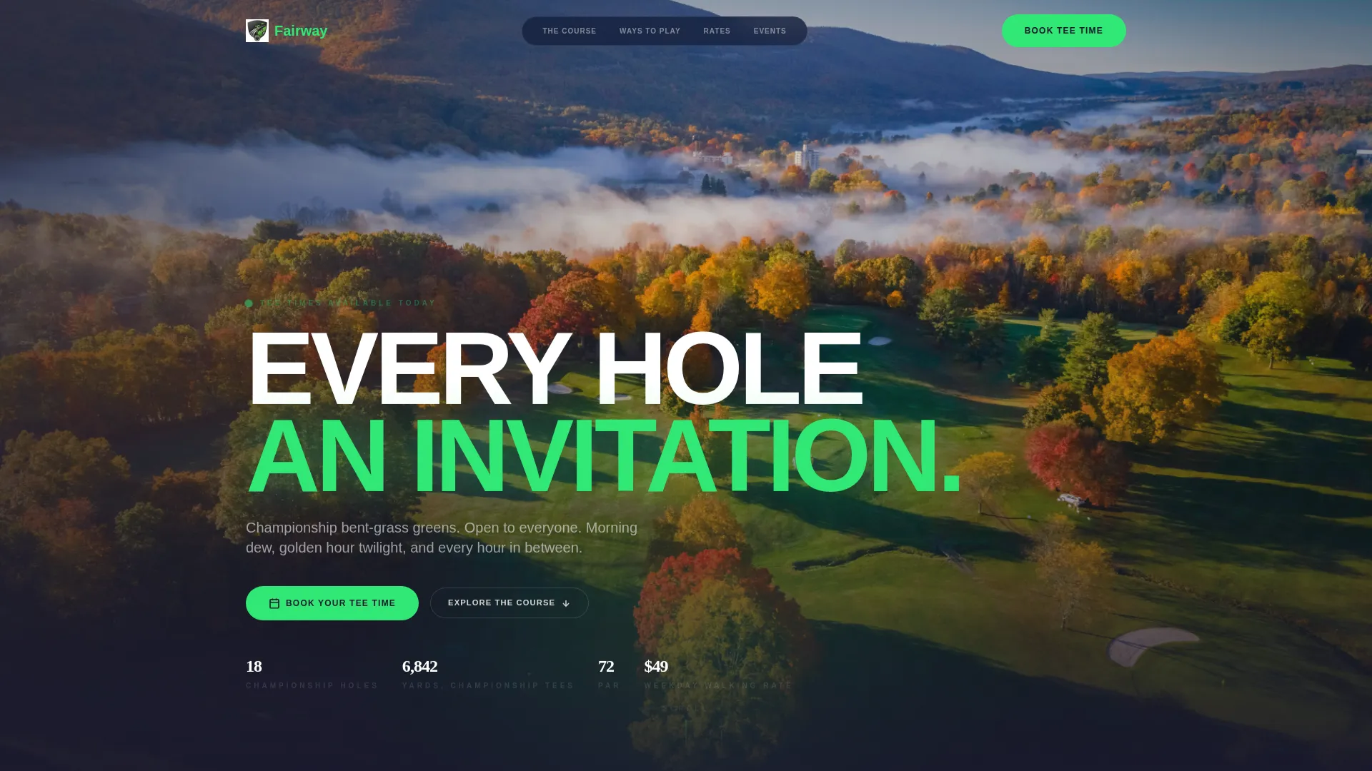 Dynamic Golf Course Landing Page Template